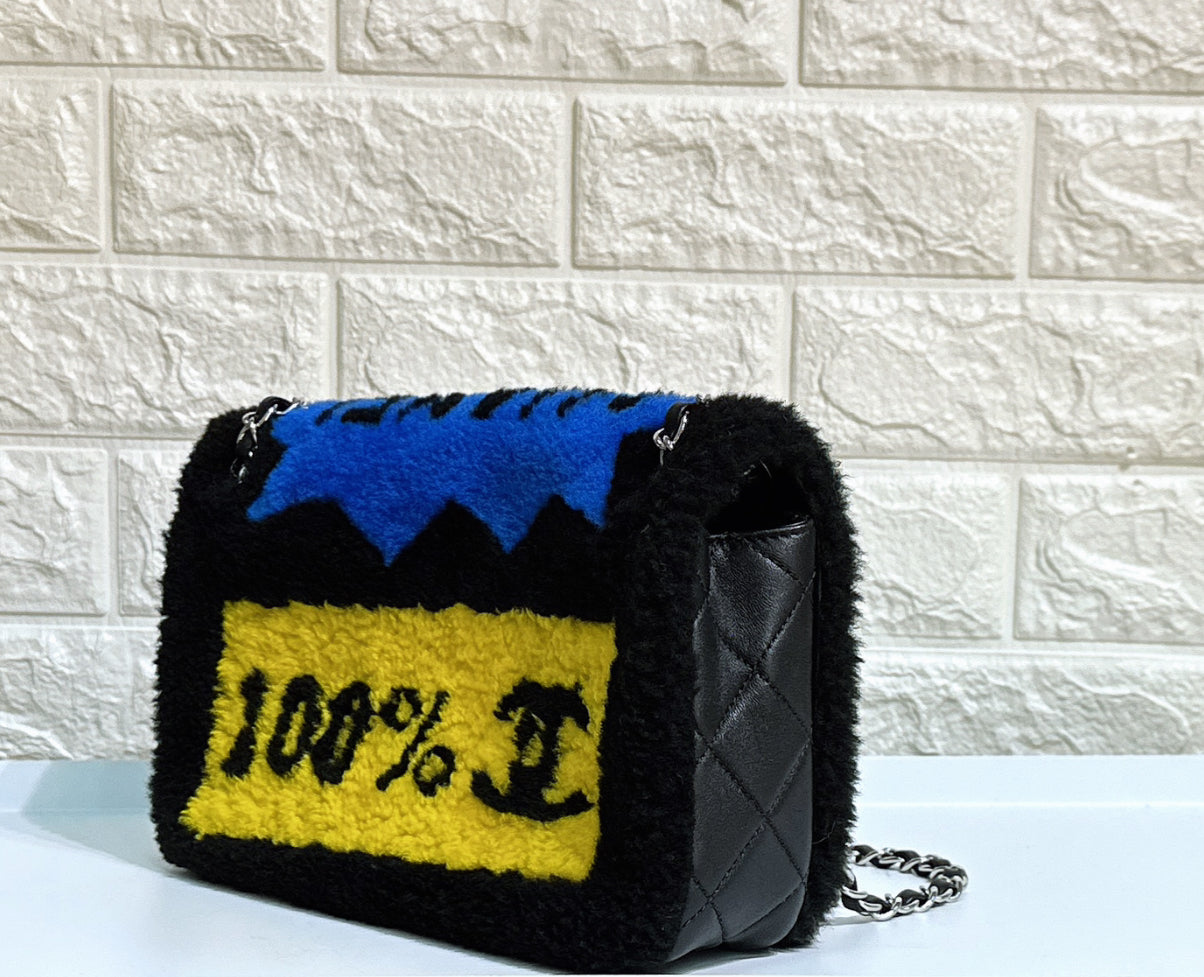 Chanel Classic Flap Pop Art No. 5 Caption Comic Lambskin Black Multicolor Bag