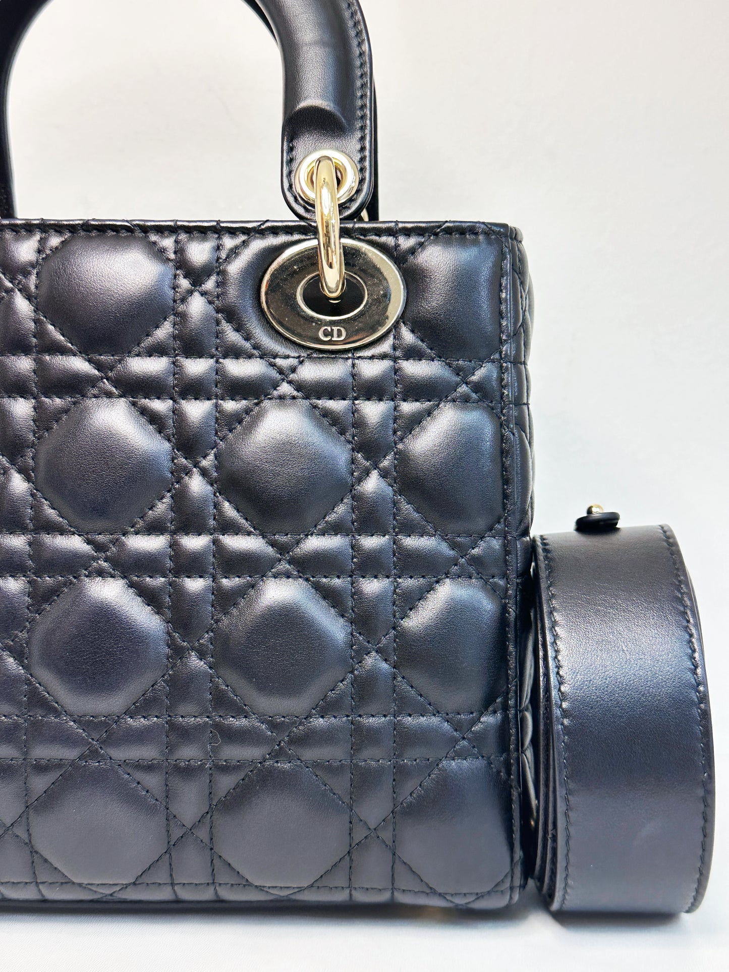 CHRISTIAN DIOR Lambskin Cannage Small My ABCDior Lady Dior Black GHW