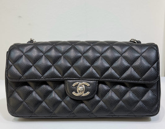 Chanel Caviar East West Flap Bag Black SHW 1186 holo card