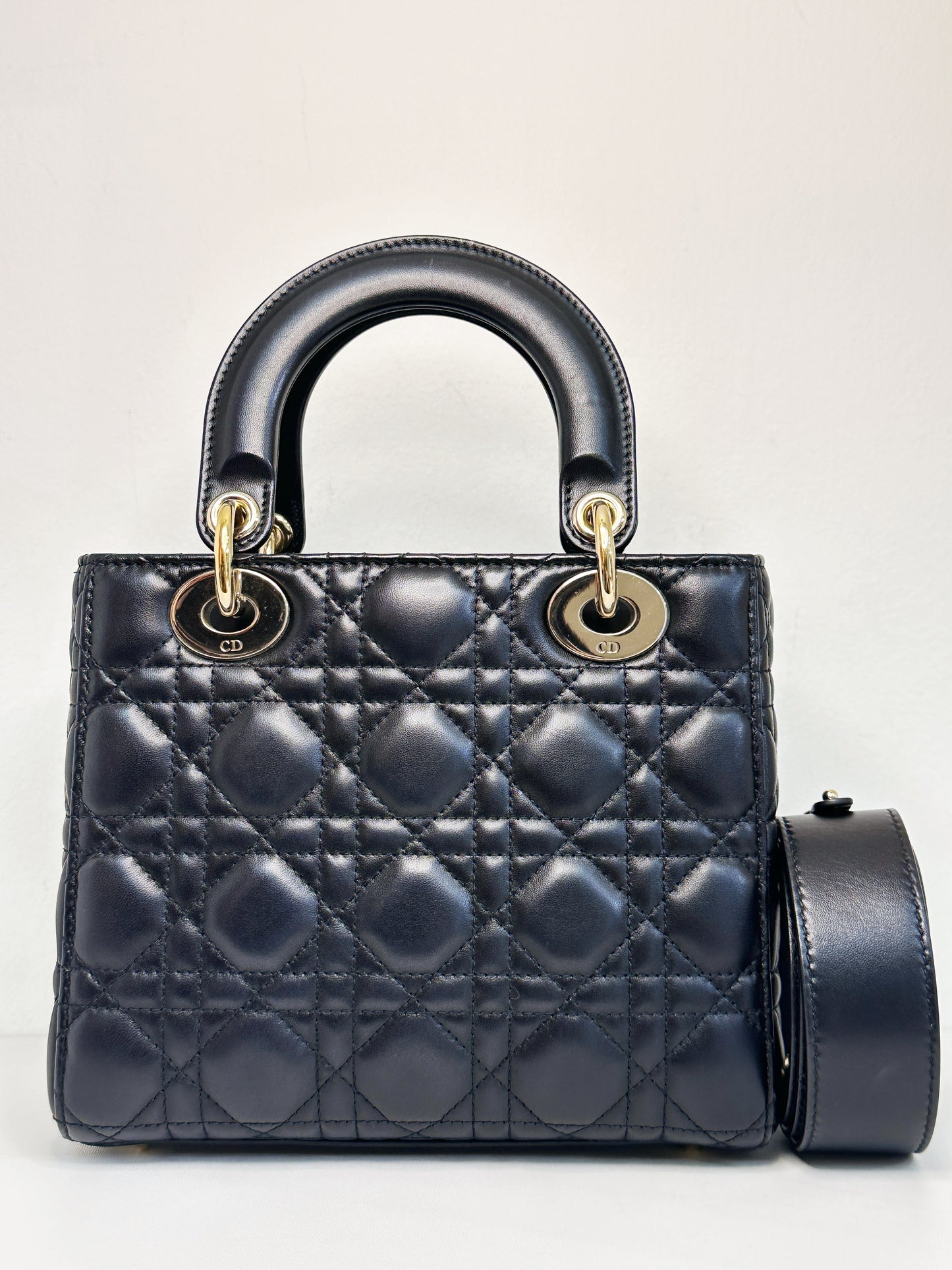 CHRISTIAN DIOR Lambskin Cannage Small My ABCDior Lady Dior Black GHW