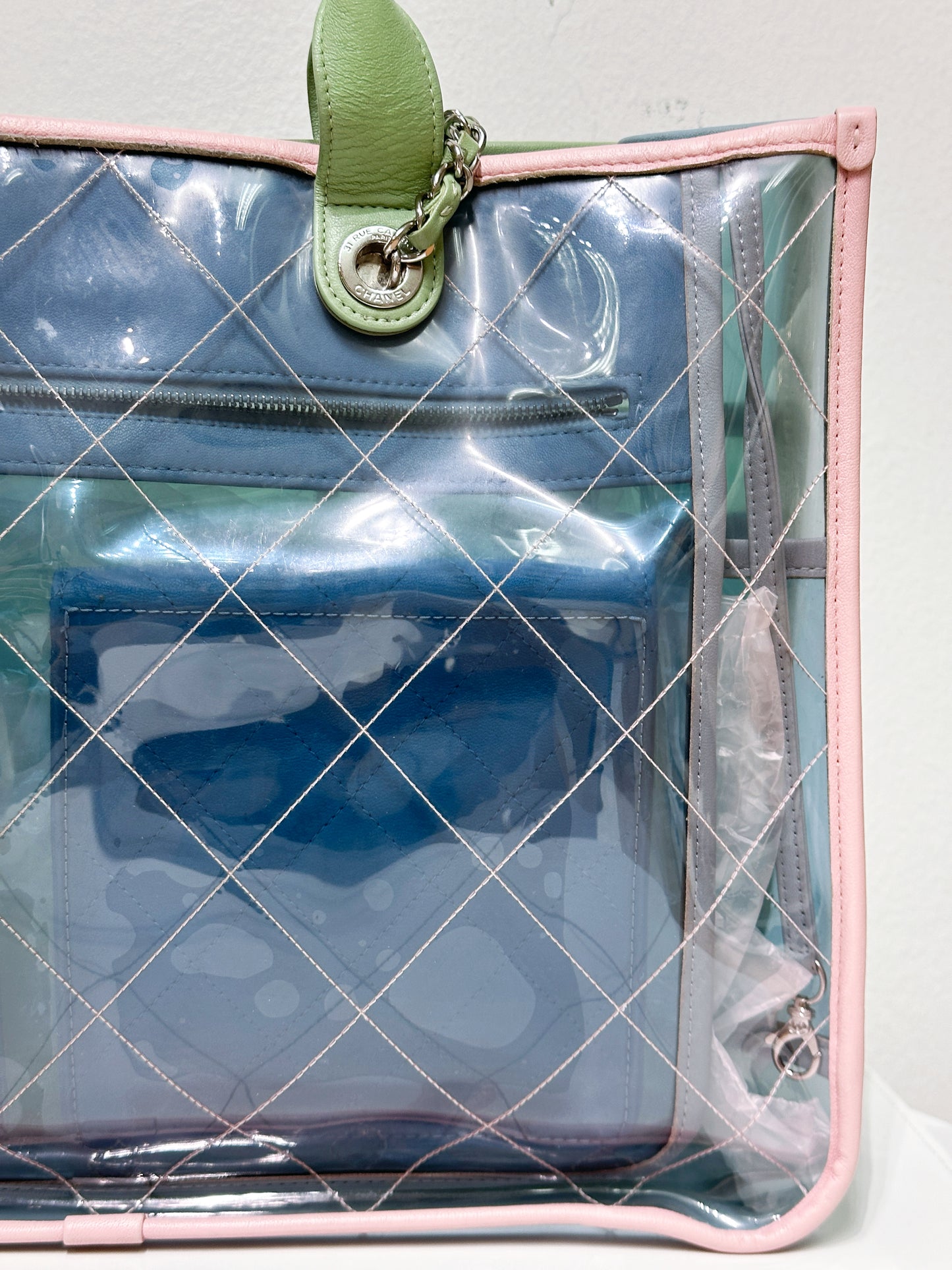 Chanel PVC Green/Pink/Blue Tote bag 2584 holo card
