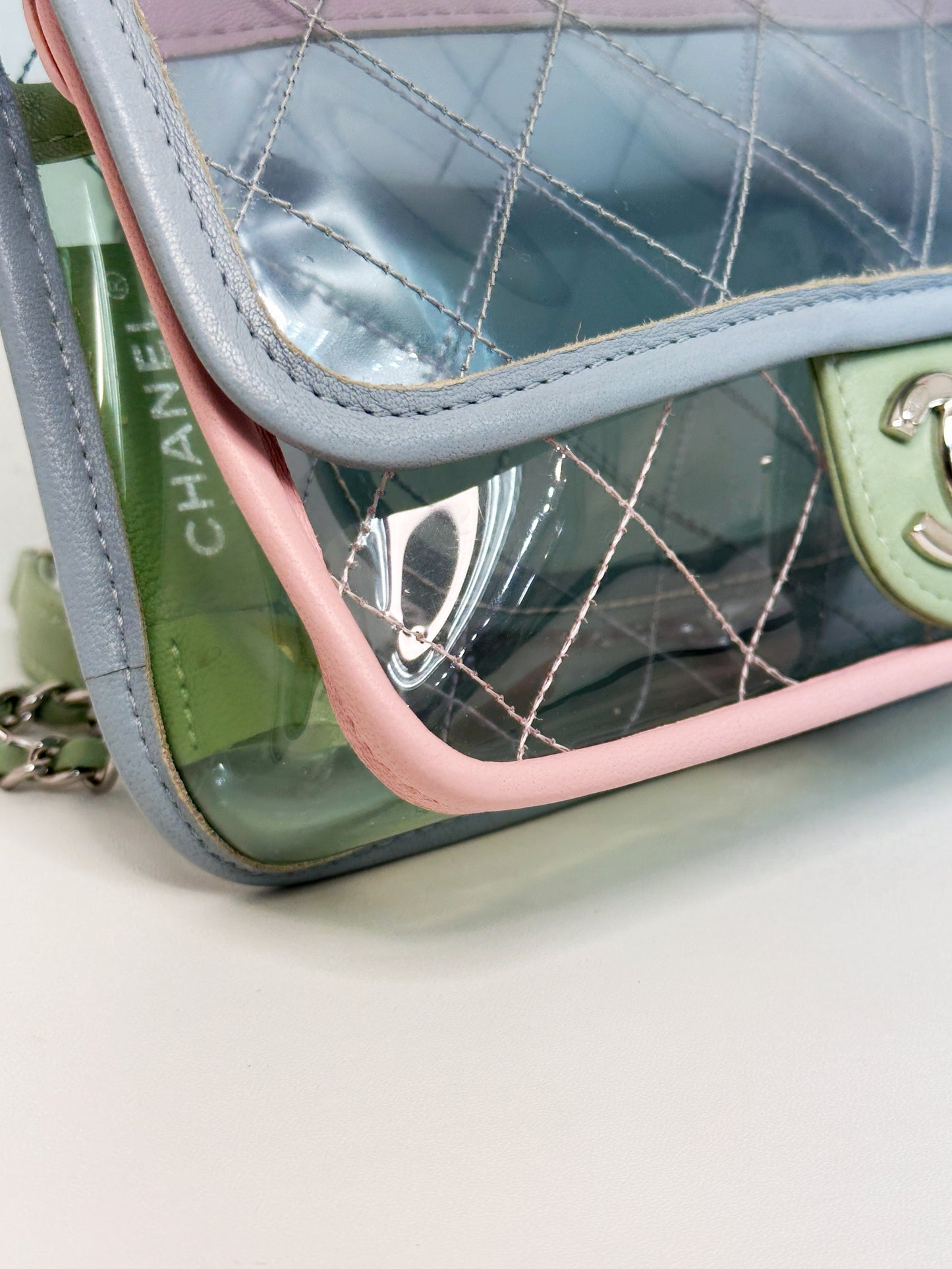 Chanel Coco Splash PVC Mini Flap Bag Blue/Pink/Green 2582 holo