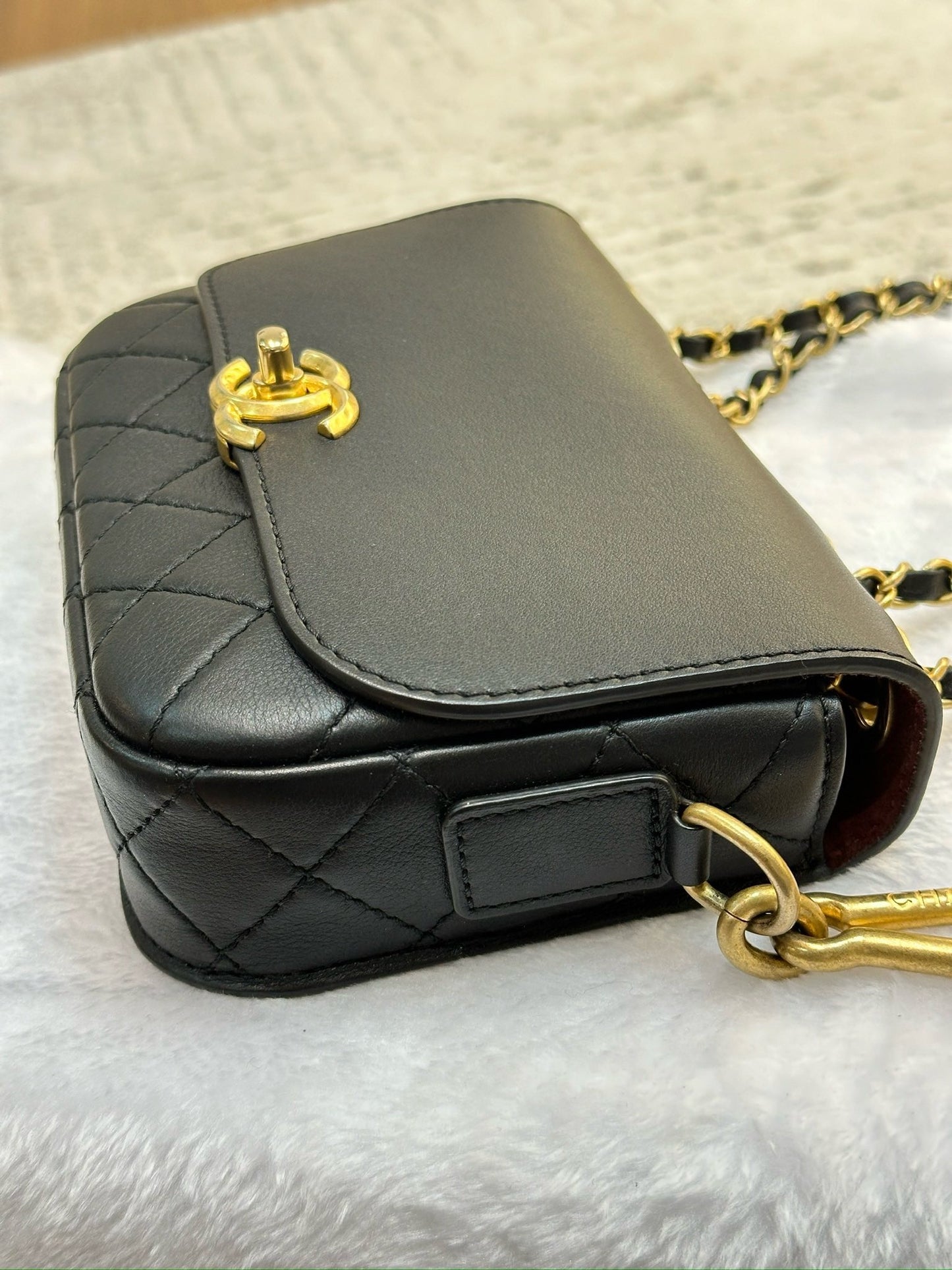 Chanel Calfskin Quilted Multi Pouching Flap And Coin Purse Black