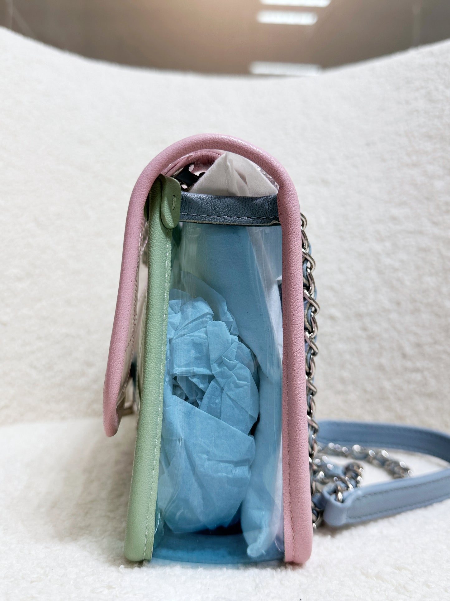 Chanel Coco Splash PVC Medium Flap Bag Pink/Green/Blue 254 holo card