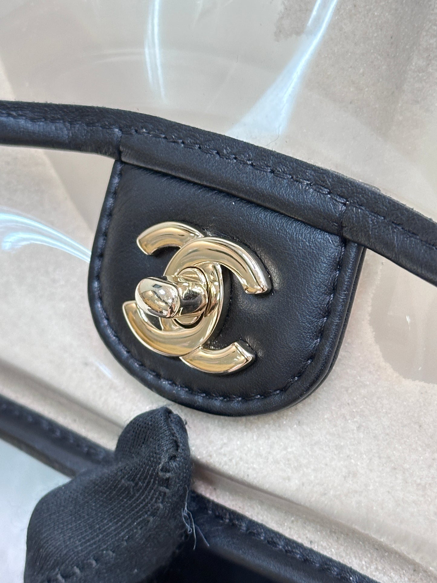 Chanel Medium Lambskin PVC Coco Sand Flap Black Bag