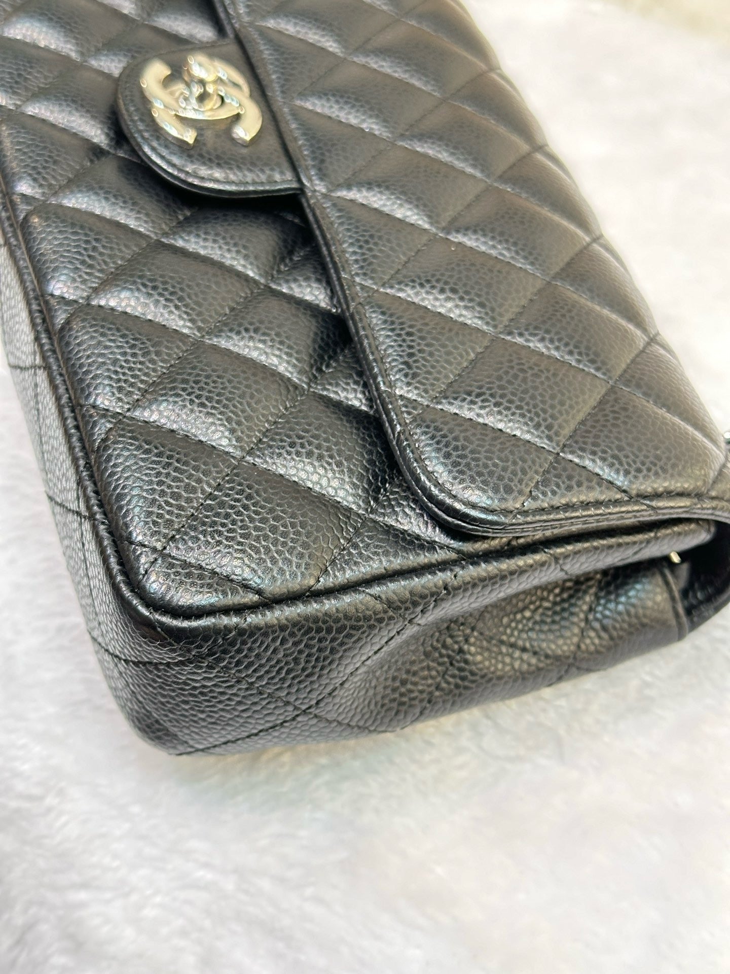 Chanel Caviar East West Flap Bag Black SHW 1186 holo card