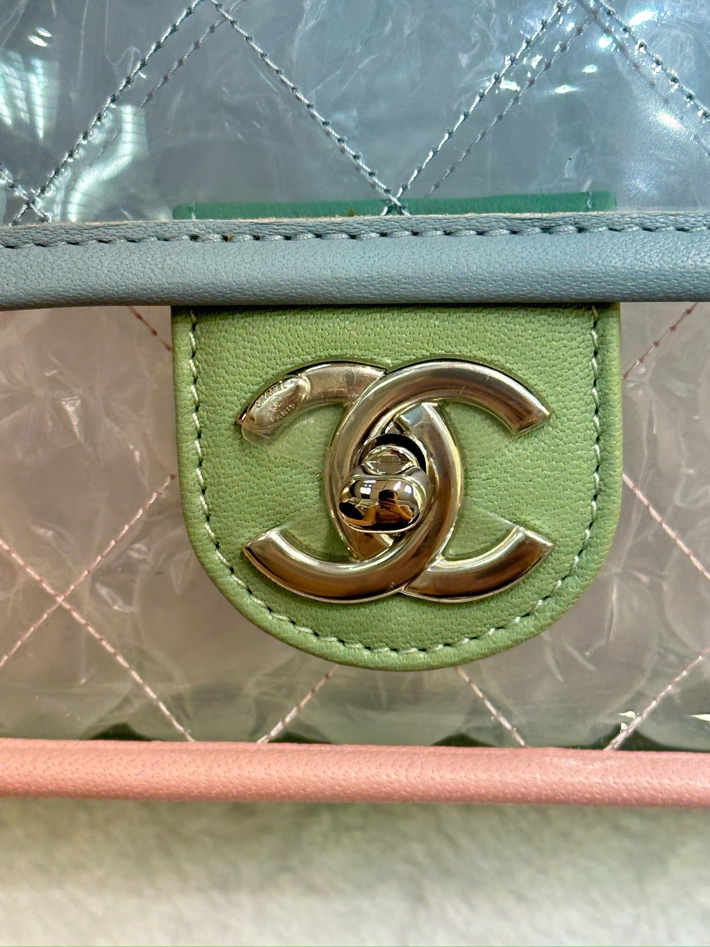 Chanel Medium Coco Splash PVC Flap Bag Blue/Green/Pink SHW