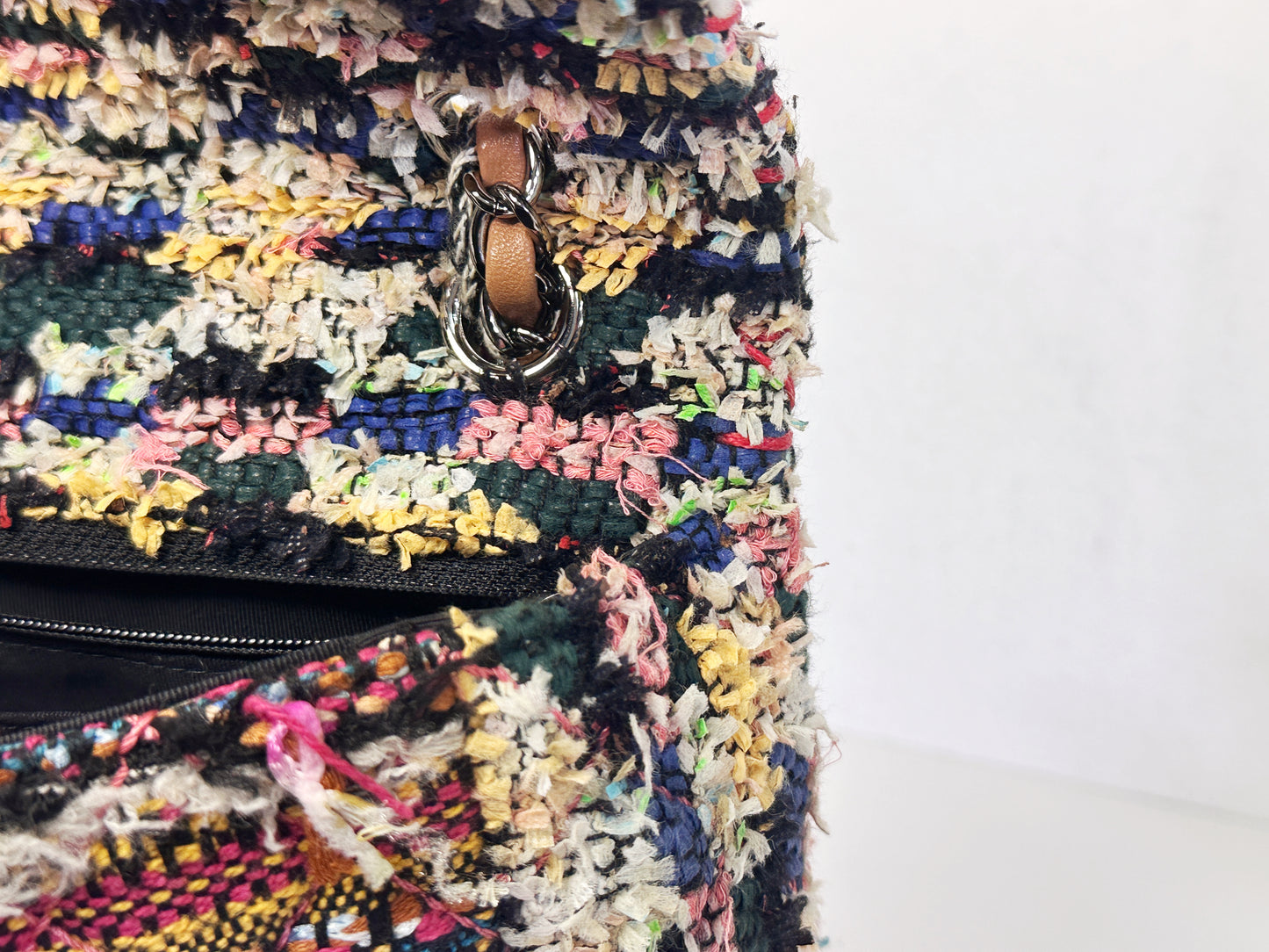 Chanel Pom Pom CC Quilted Tweed Medium Flap Bag