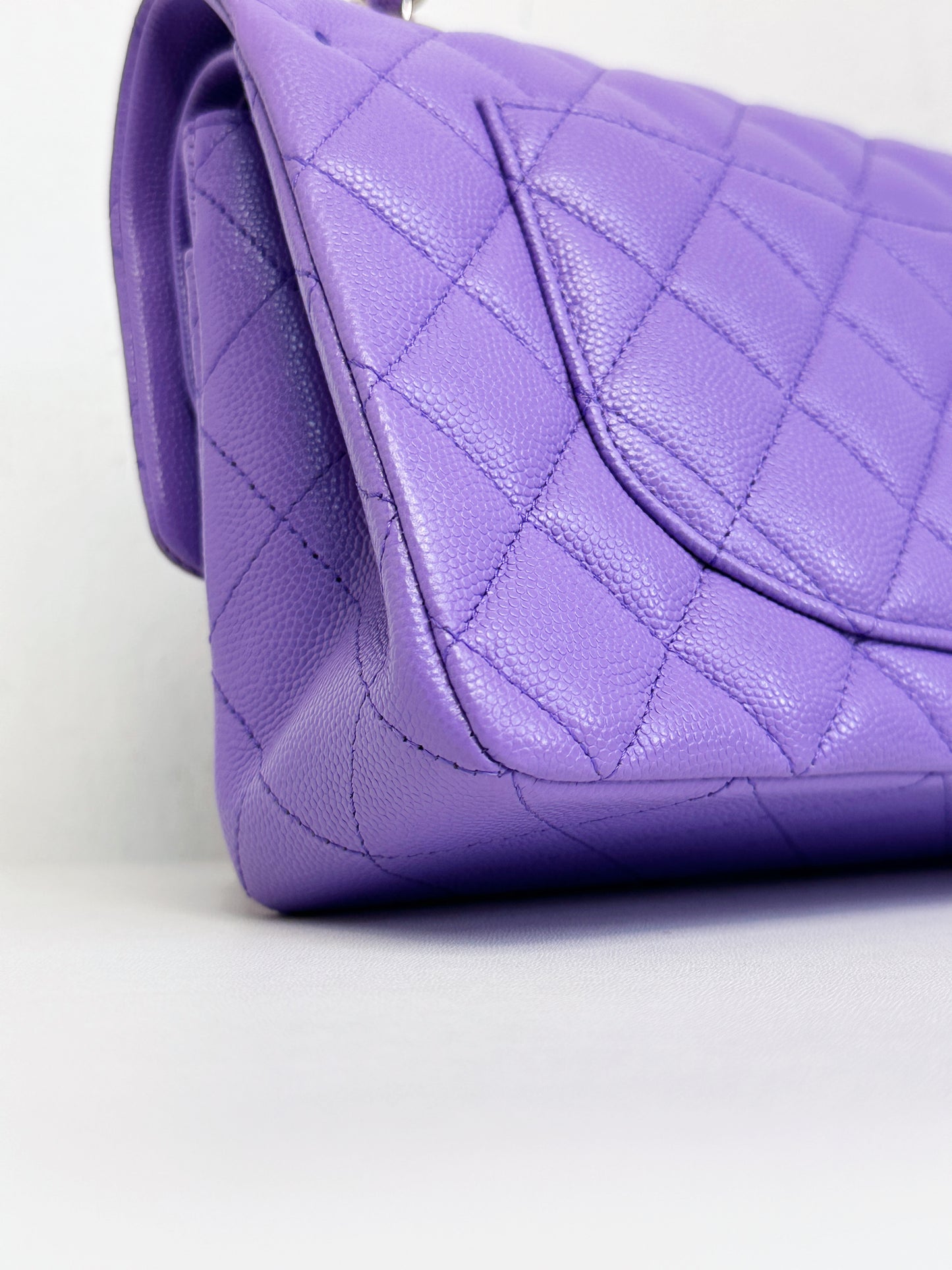 Chanel 20S Small Caviar Classic Quilted Double Flap Bag Purple LGHW 2976 holo card