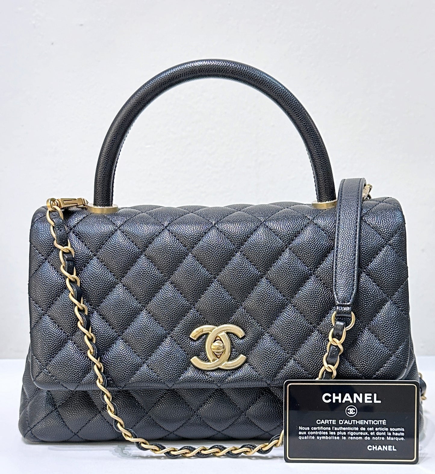Chanel Coco Handle Cuir Matelasse Caviar Noir