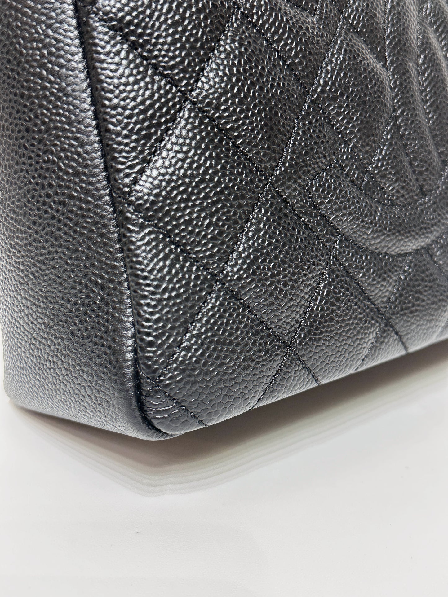 Chanel Caviar Quilted Petit Shopping Tote PST Black GHW 1608 holo card