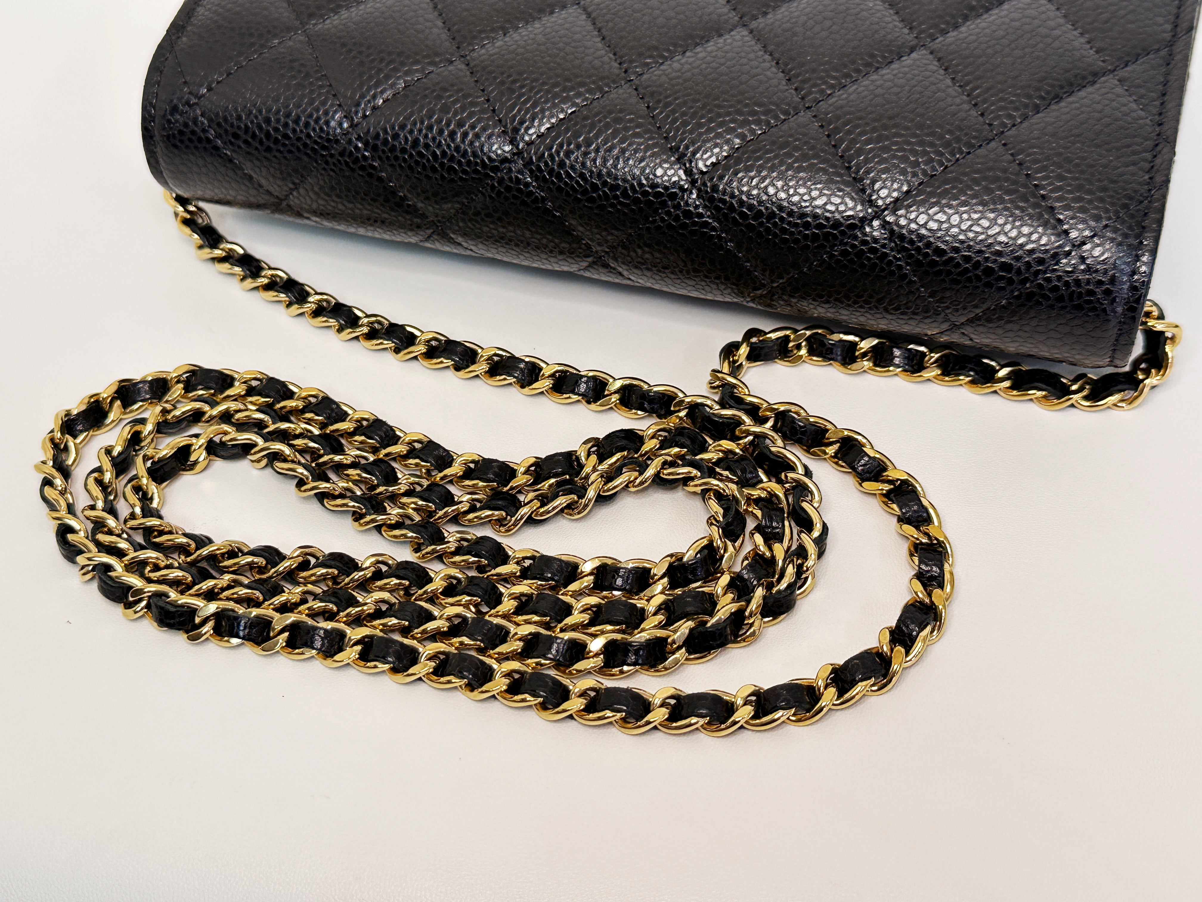 Chanel Classic Wallet on Chain Caviar Black GHW T876 microchip