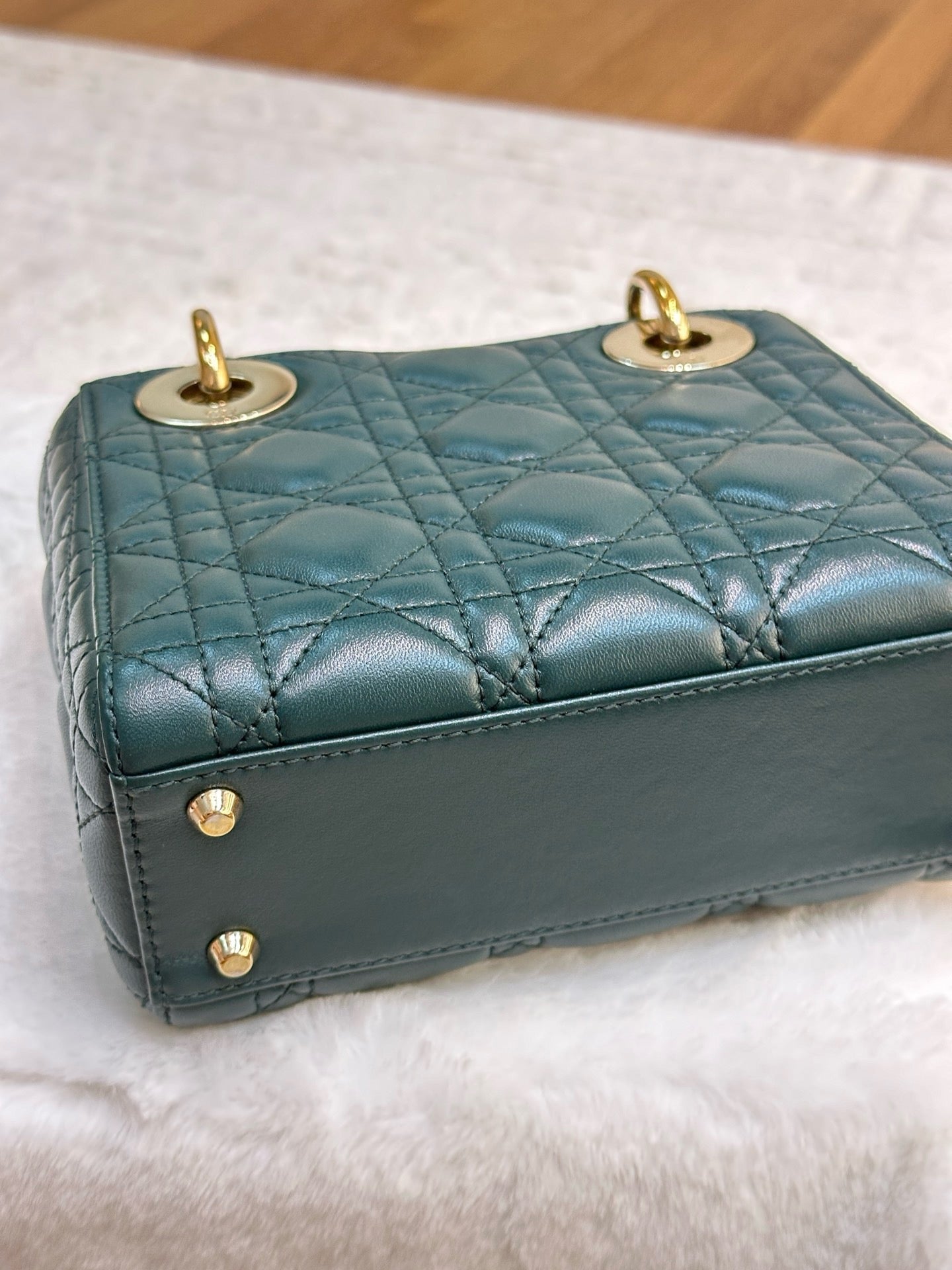 Christian Dior Mini Lambskin Cannage Lady Dior Green