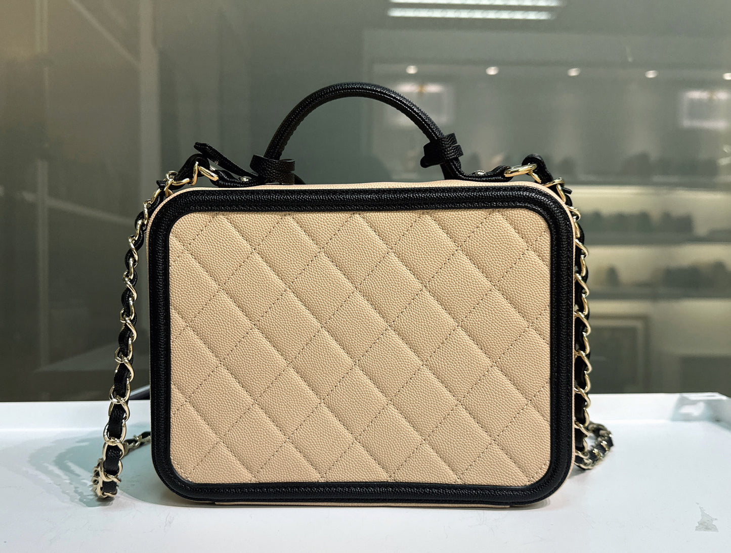 Chanel Medium Vanity Case Beige Black