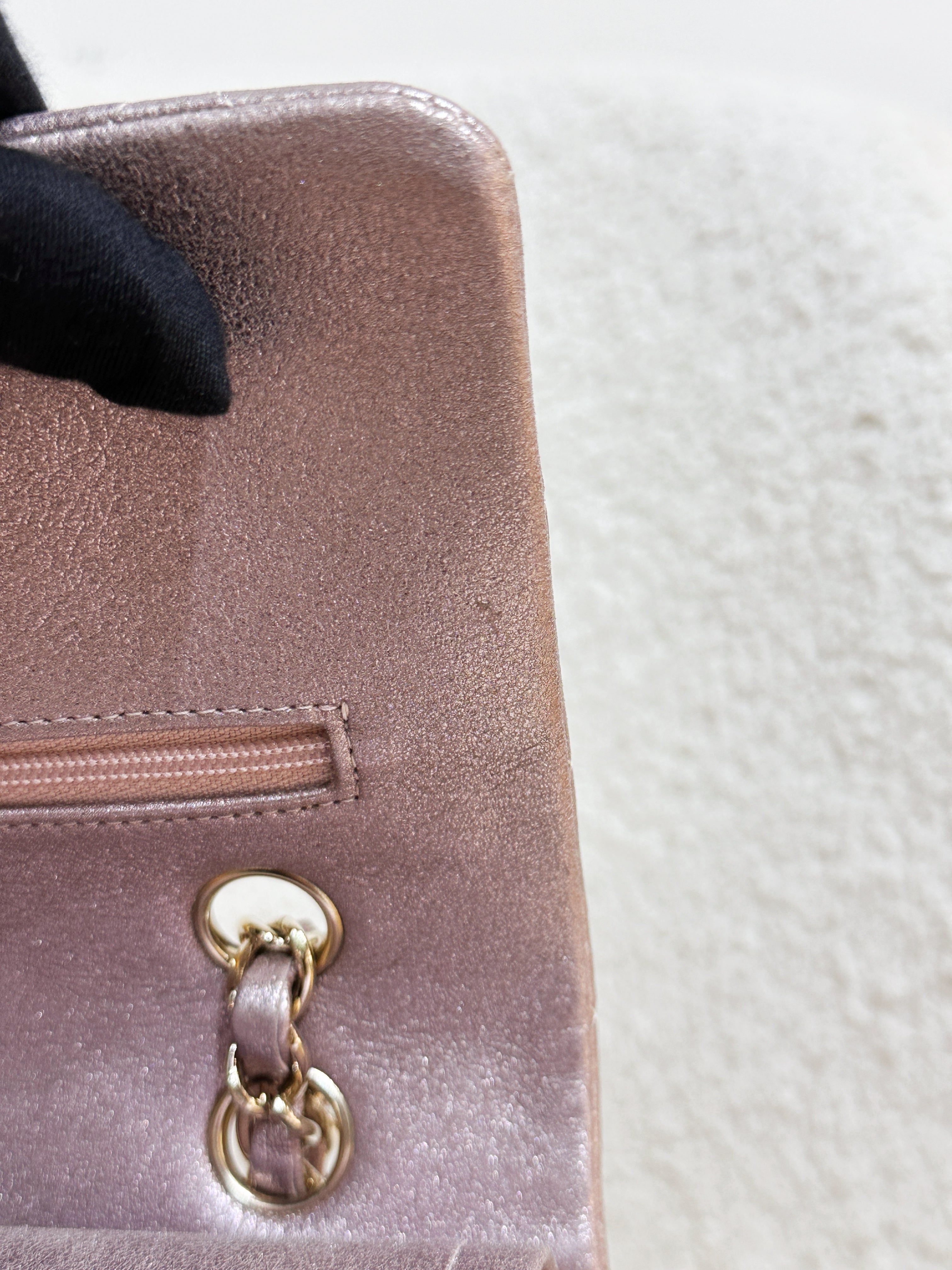 Chanel Classic Quilted Medium Double Flap Iridescent Pink (Calfskin)LGHW 1998 holo card