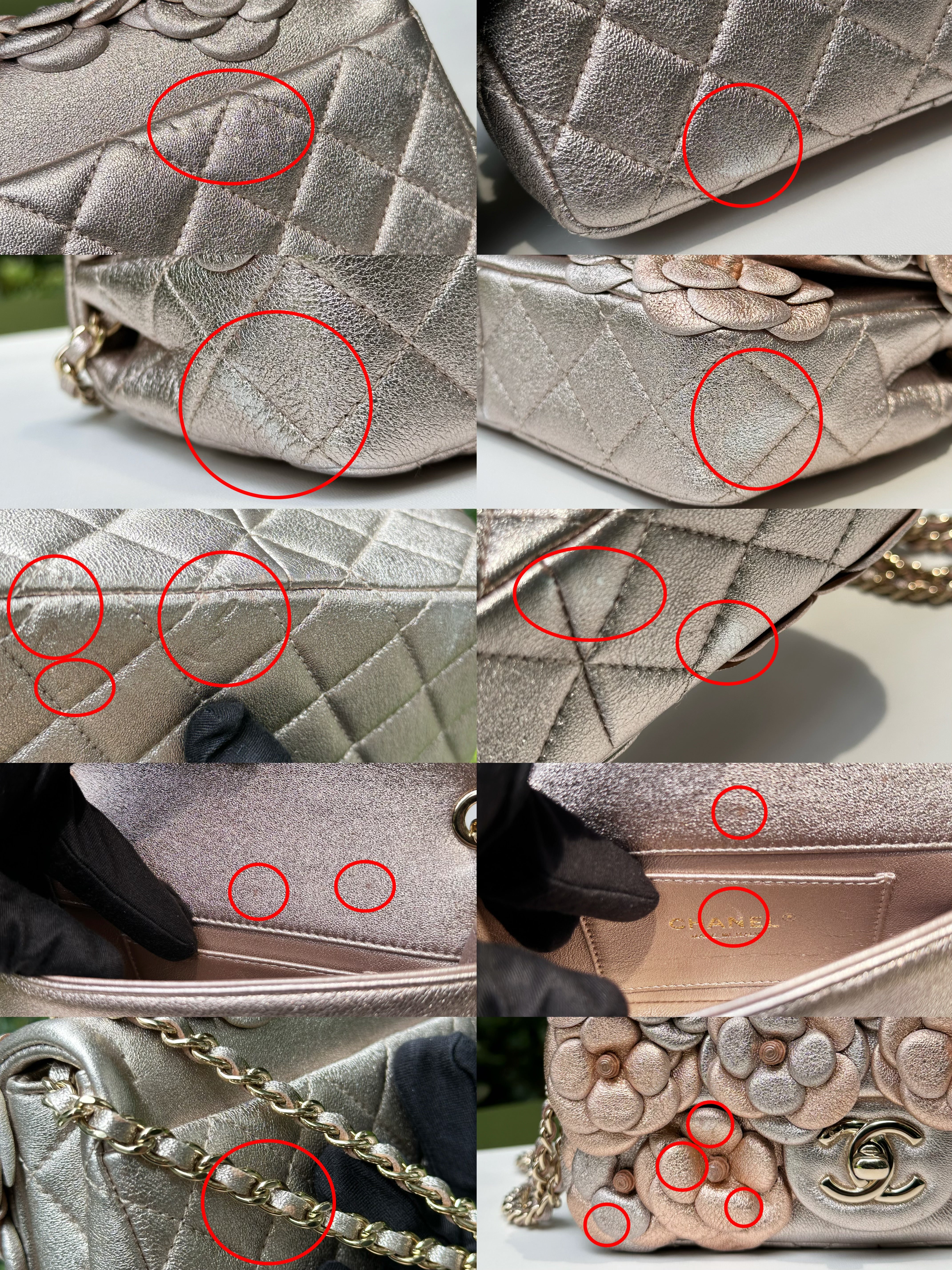 Chanel Camellia Mini Metallic Rose Gold/Pink Lambskin Gold Hardware 2078 holo card