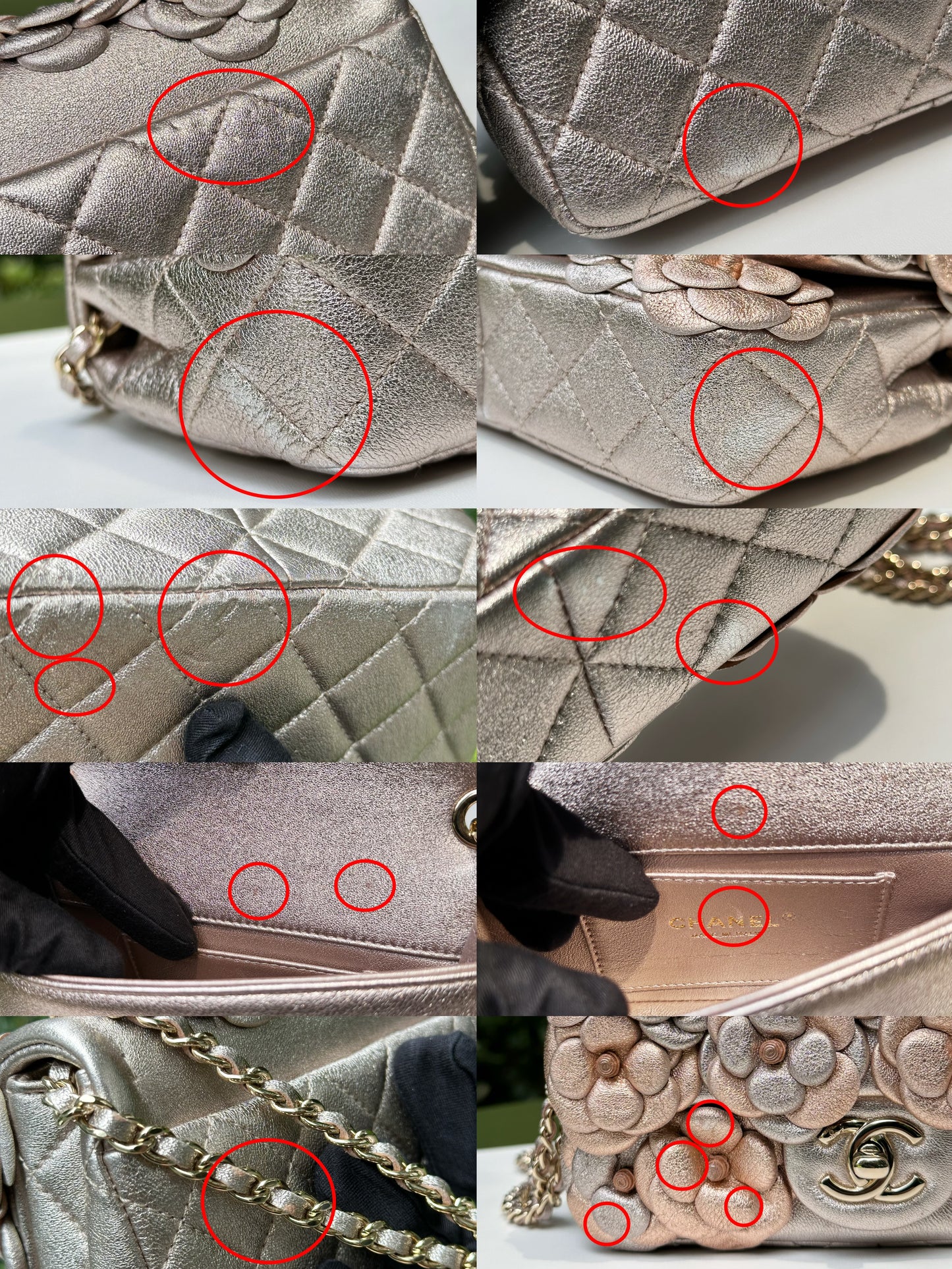 Chanel Camellia Mini Metallic Rose Gold/Pink Lambskin Gold Hardware 2078 holo card