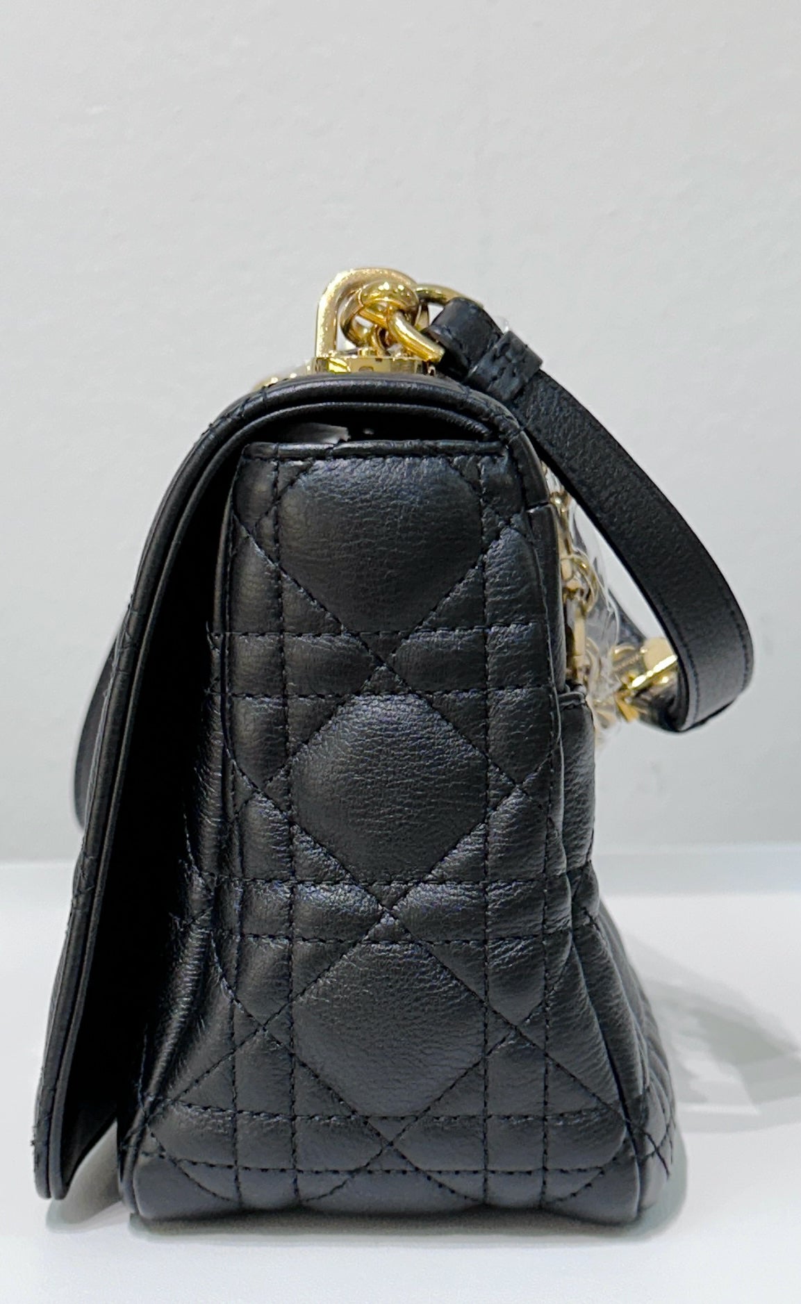 Dior Medium Caro Bag Supple Cannage Calfskin Black GHW