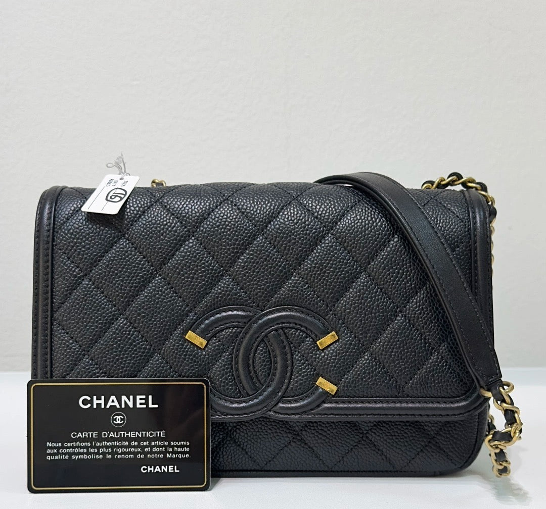 Chanel Caviar Quilted Small CC Filigree Flap Black