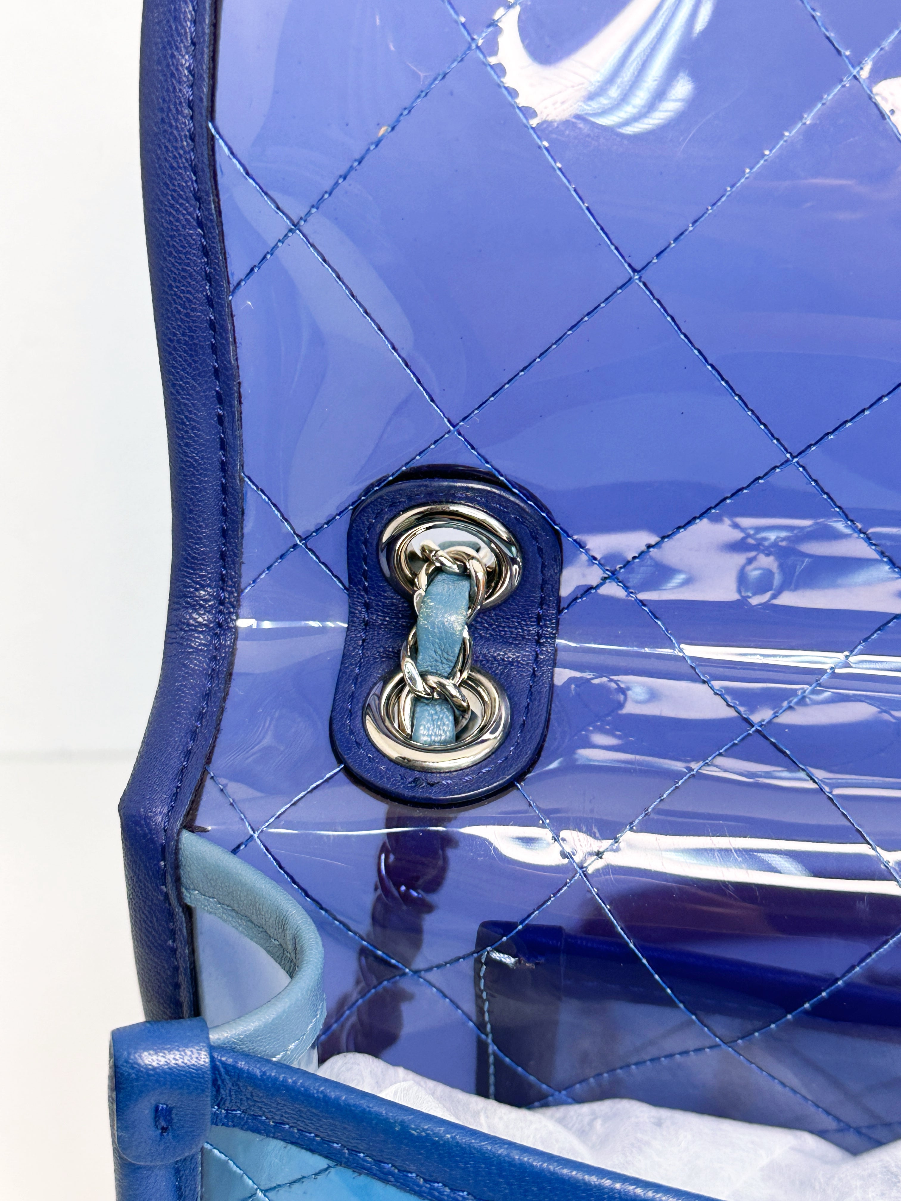 Chanel Blue Coco Splash PVC Medium Flap Bag 2583 holo
