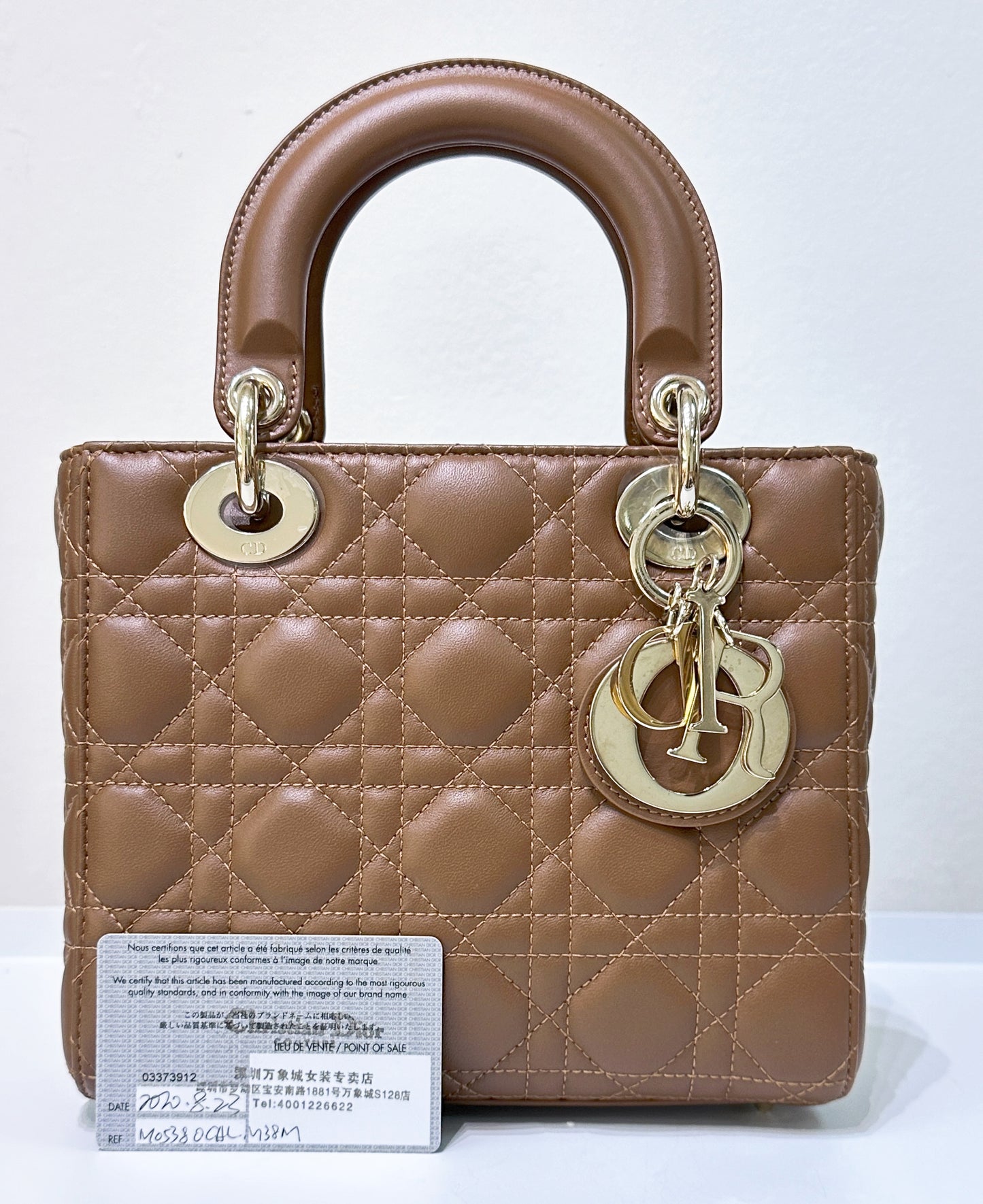 Small Lady Dior My ABCDior Cannage Lambskin Brown