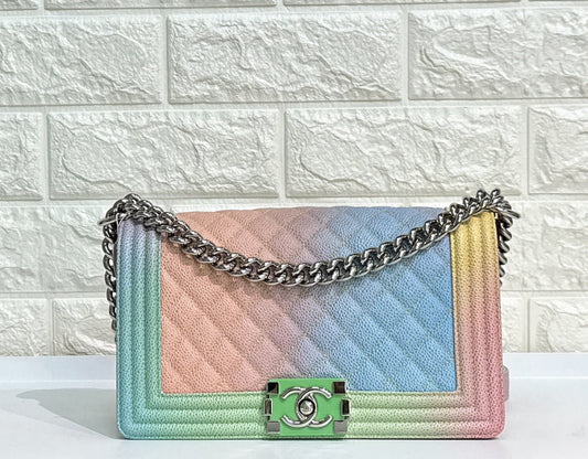 Chanel Multicolor Quilted Caviar Leather Medium Cuba Boy Bag