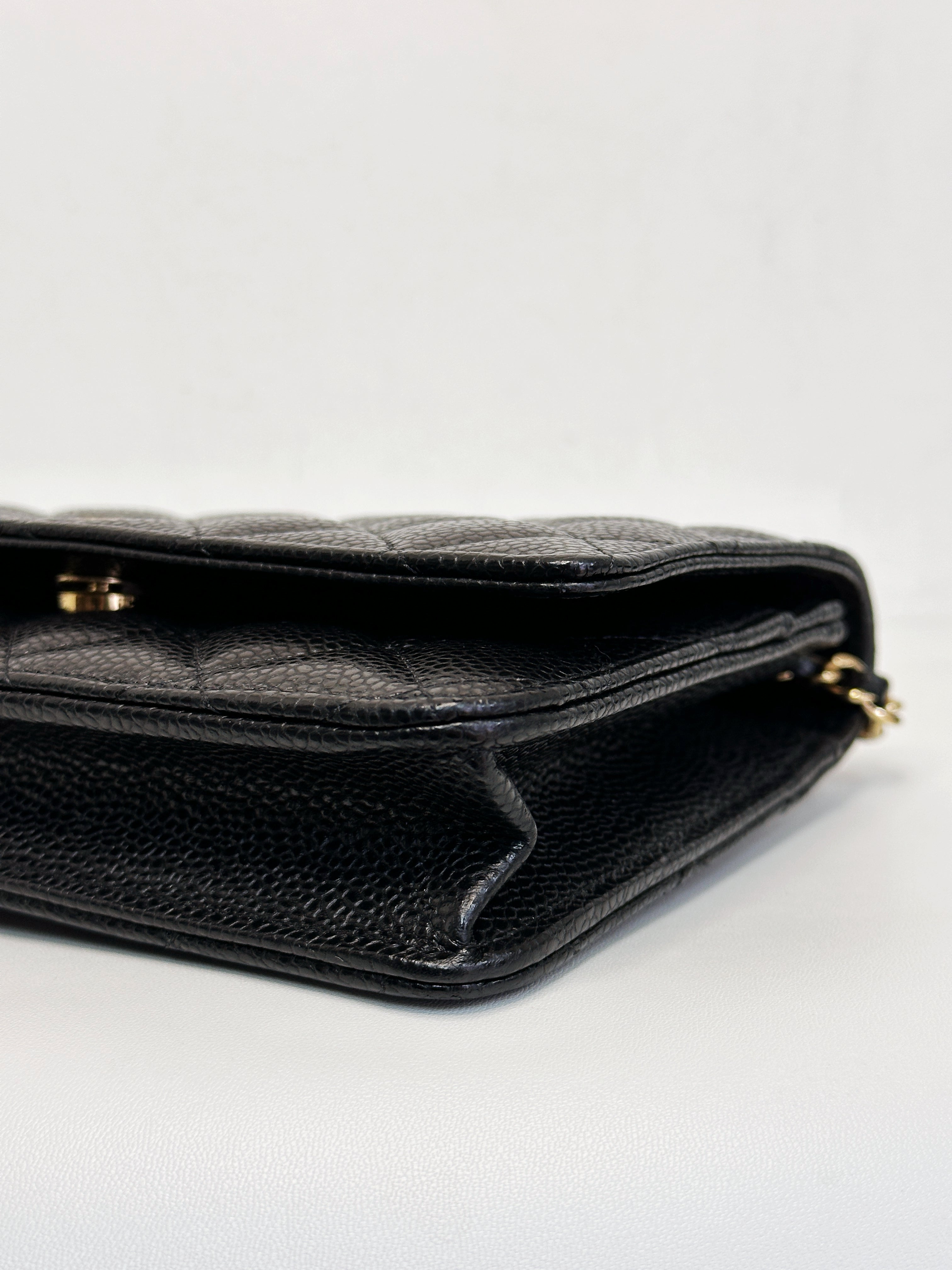Chanel Classic Wallet on Chain Caviar Black GHW T876 microchip