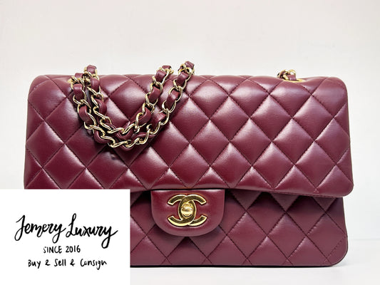 Chanel Classic Quilted Lambskin Medium Double Flap Bag Burgundy 2173 holo