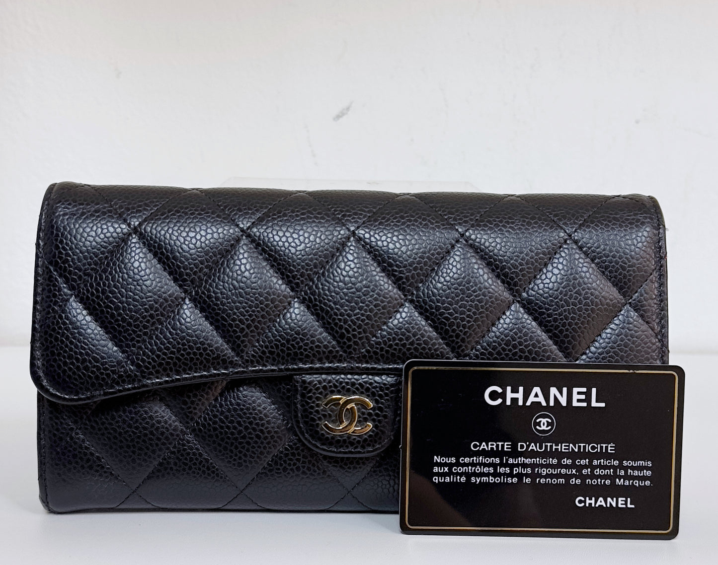 Chanel Classic Flap Long Wallet in GHW 3198 holo card