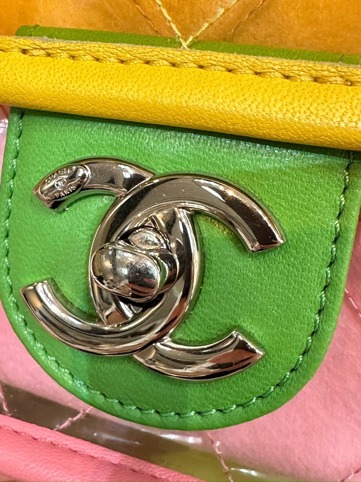 Chanel Medium Coco Splash PVC Flap Bag Yellow/Green/Pink SHW