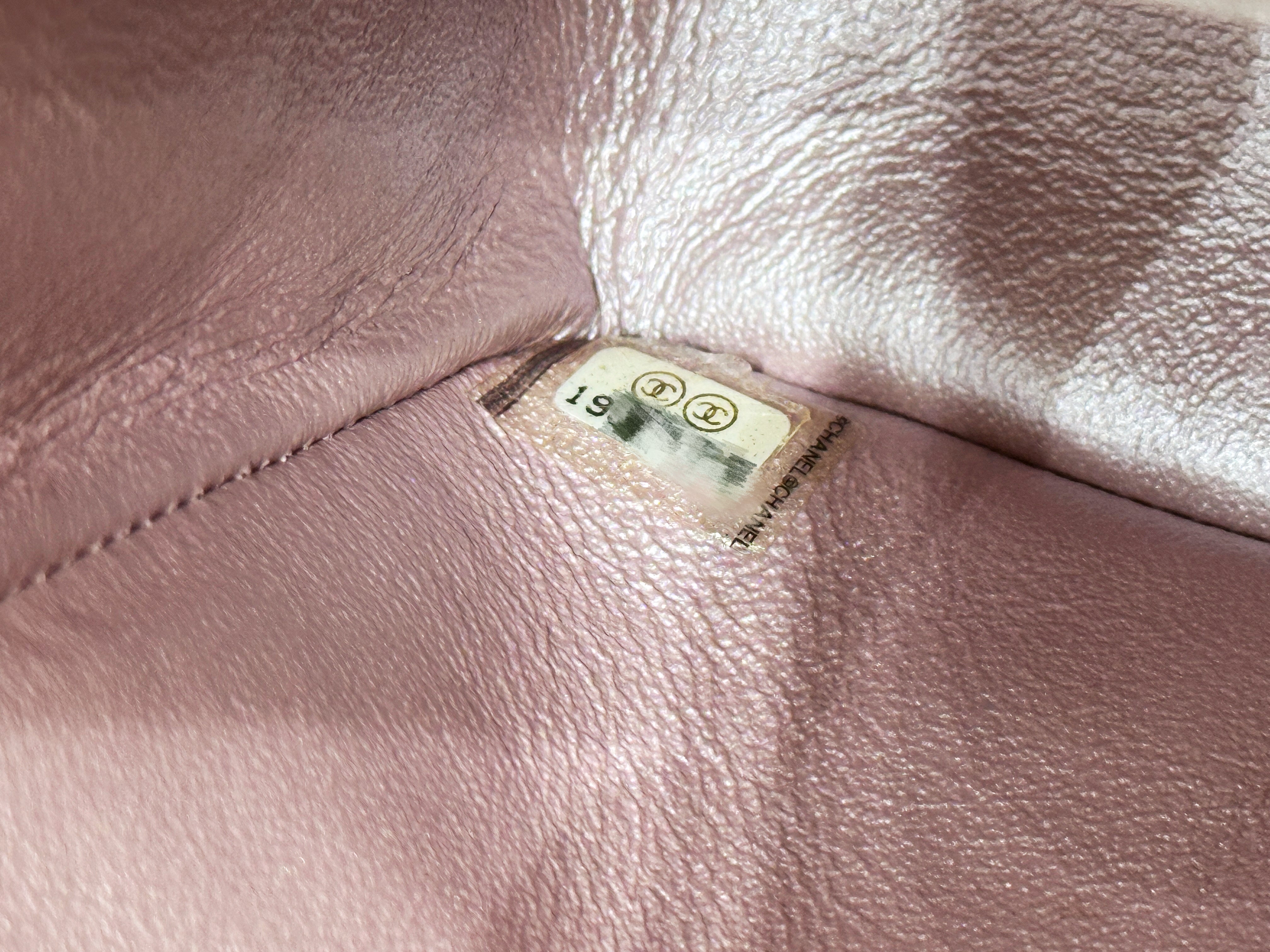 Chanel Classic Quilted Medium Double Flap Iridescent Pink (Calfskin)LGHW 1998 holo card