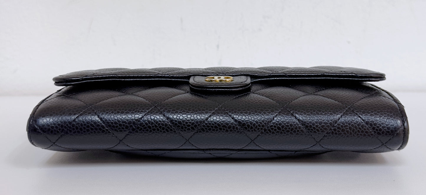 Chanel Classic Flap Long Wallet in GHW 3198 holo card