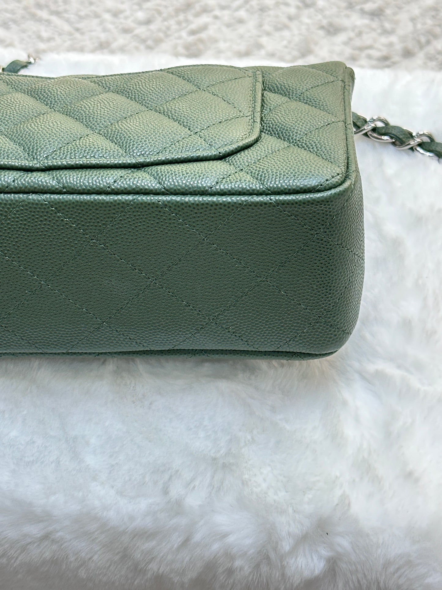 Chanel Caviar Quilted Mini Rectangular Flap Green