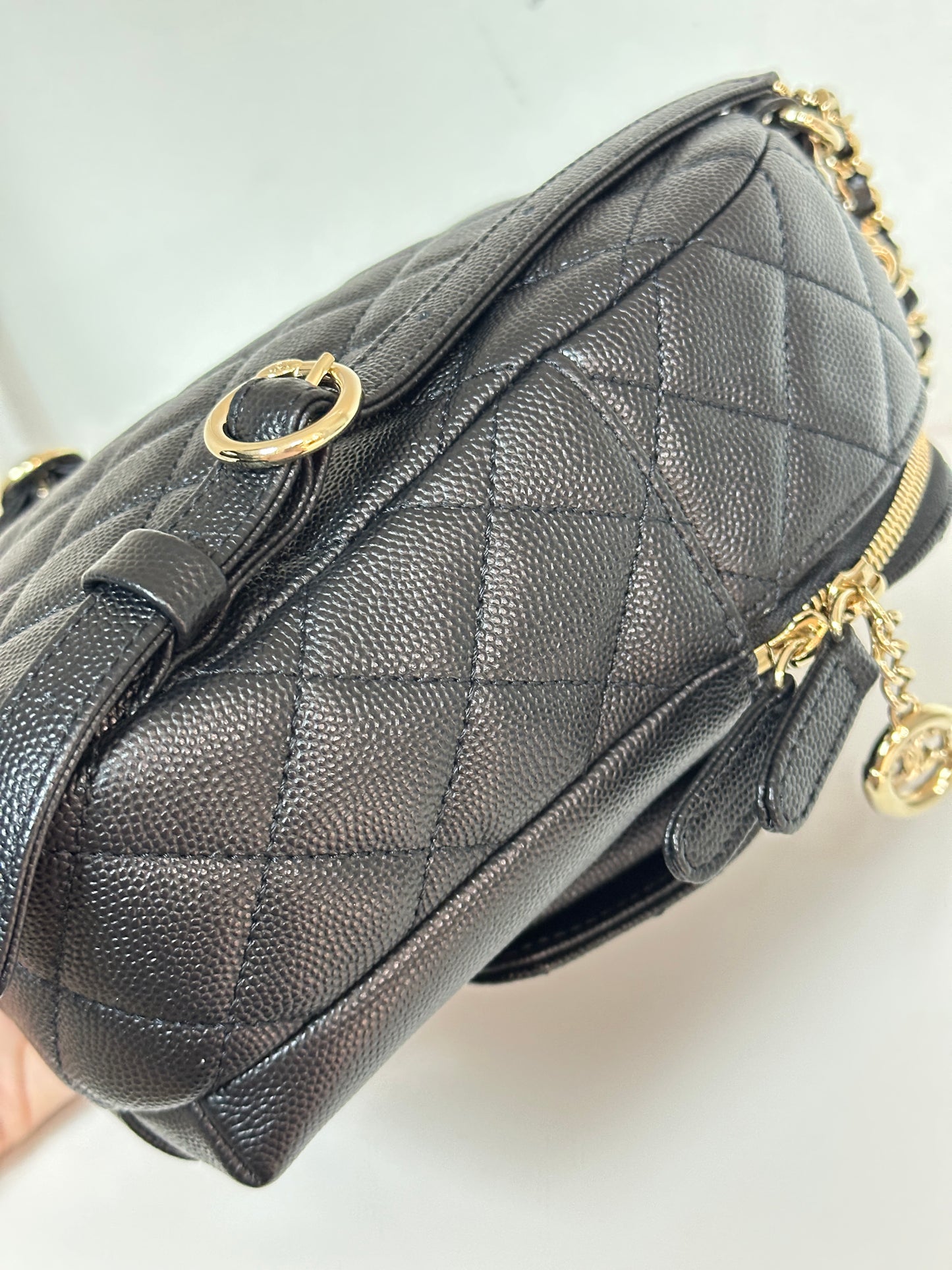 Chanel CC Day Backpack Quilted Caviar Mini Black 2687 holo card