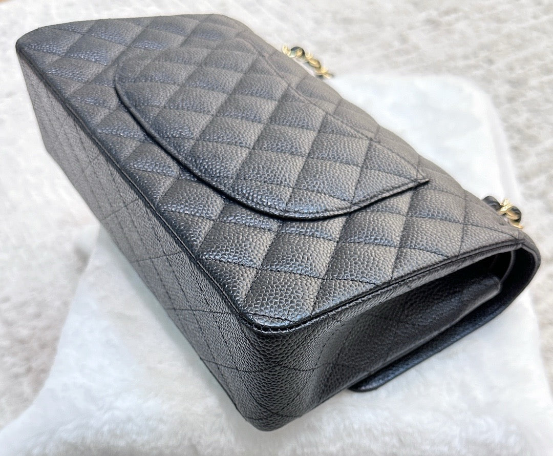 Chanel Medium Classic Flip Caviar Bag Black GHW