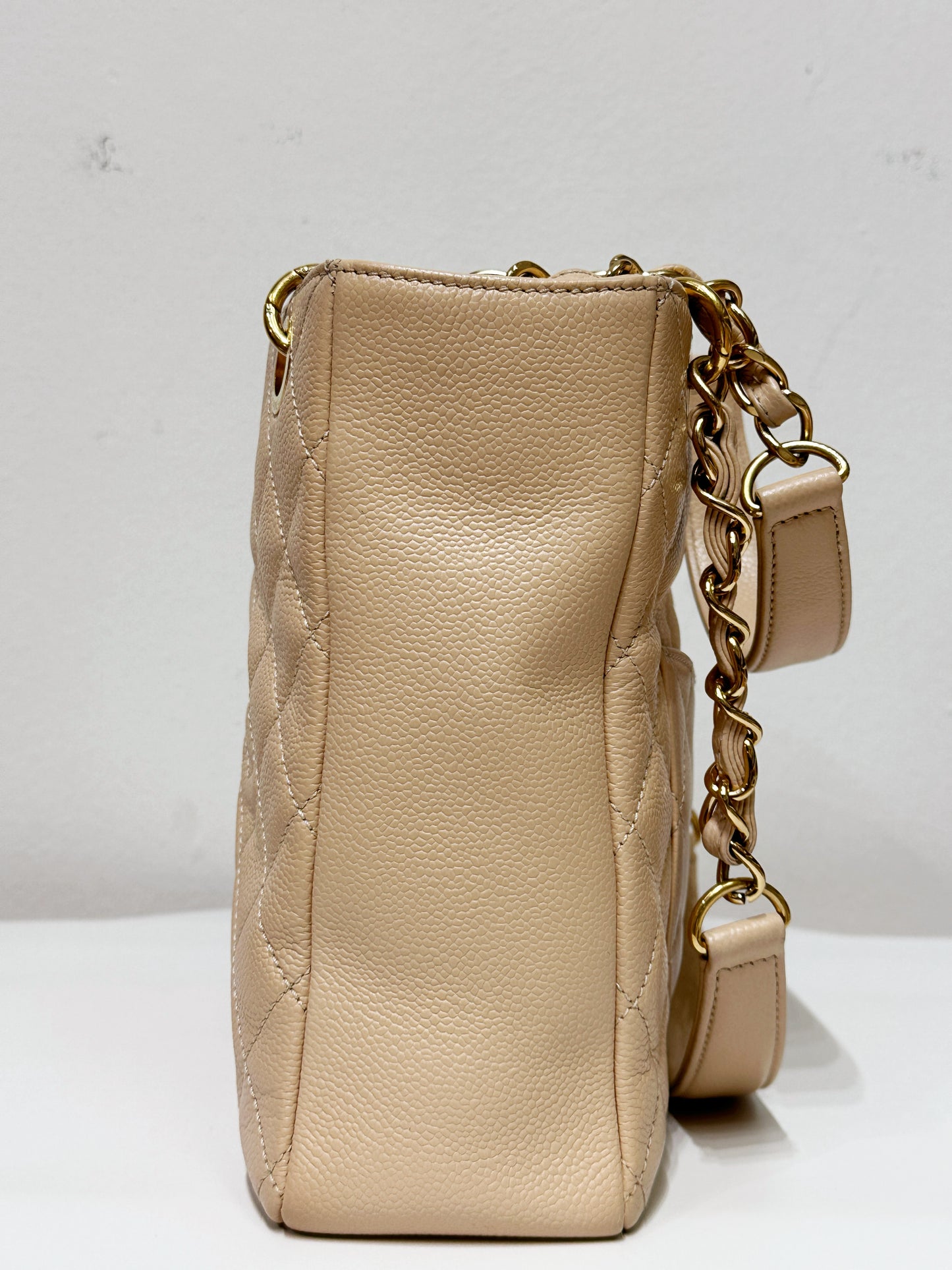 Chanel Caviar Quilted Petit Shopping Tote PST Beige GHW 1551 holo