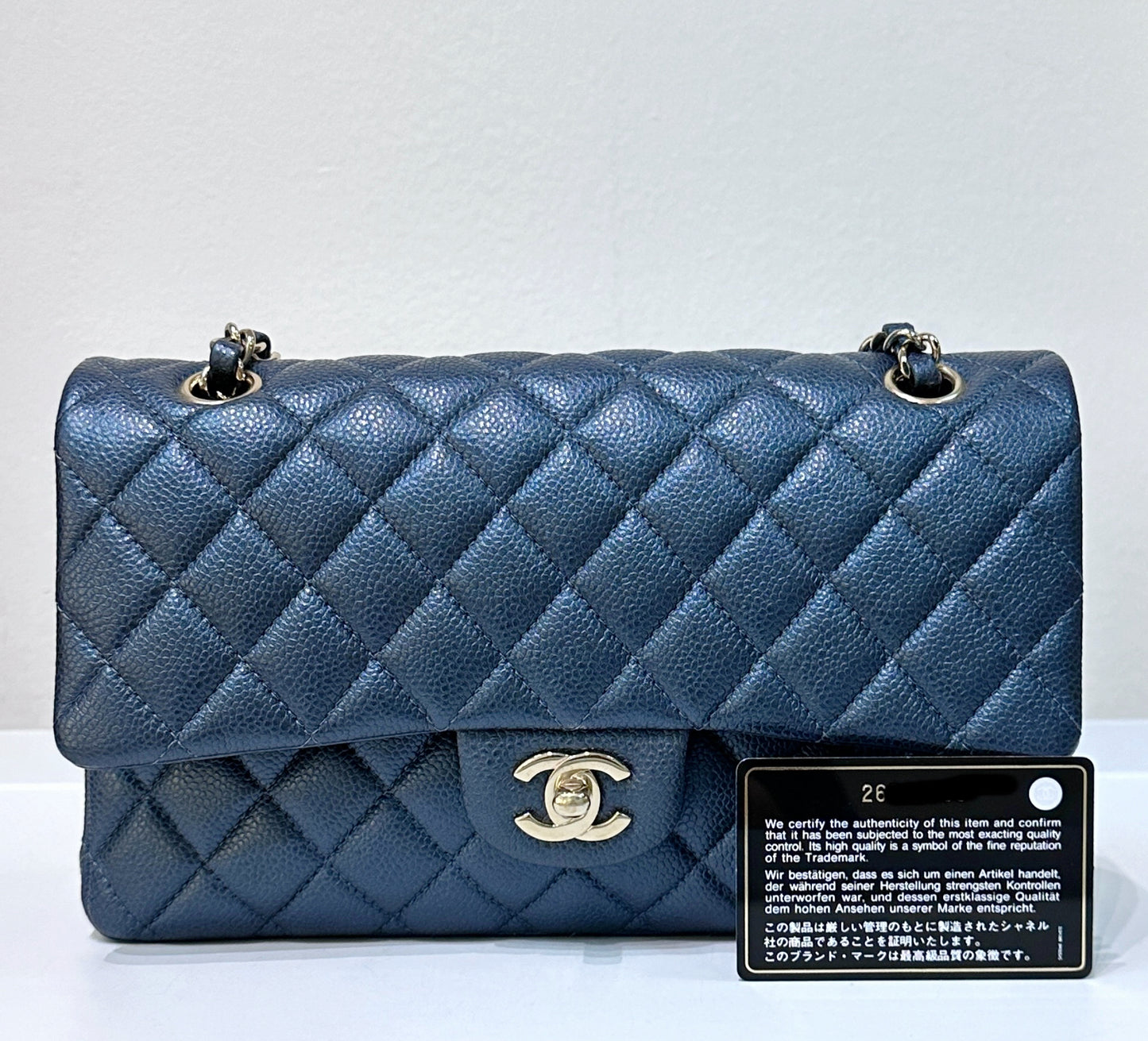 Chanel Quilted Medium Double Flap Blue Caviar 18S GHW