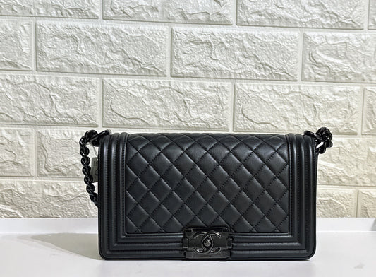 Chanel Medium Boy Bag SO Black Calfskin Black Hardware