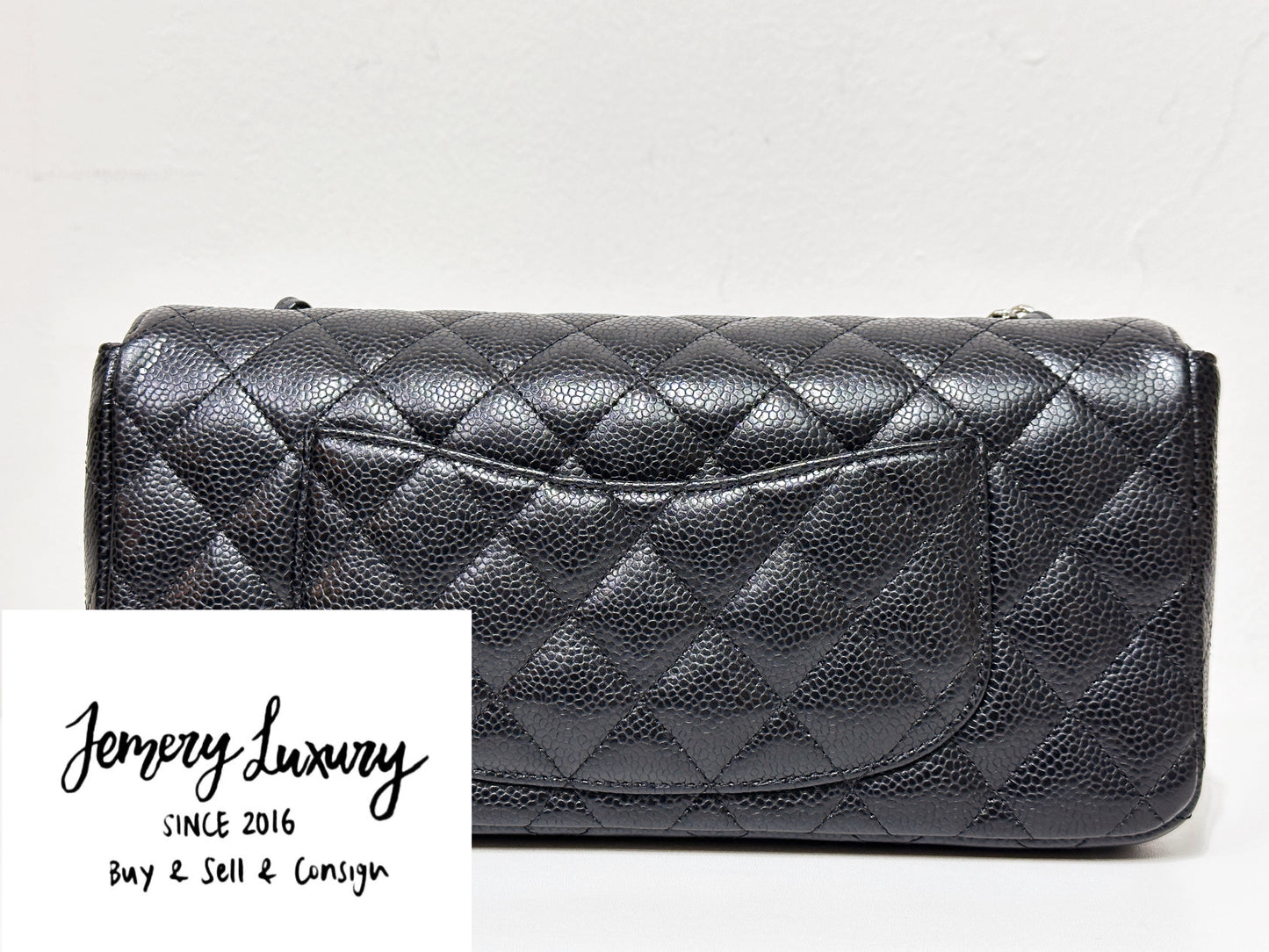 Chanel Caviar East West Flap Bag Black SHW 1172 holo card