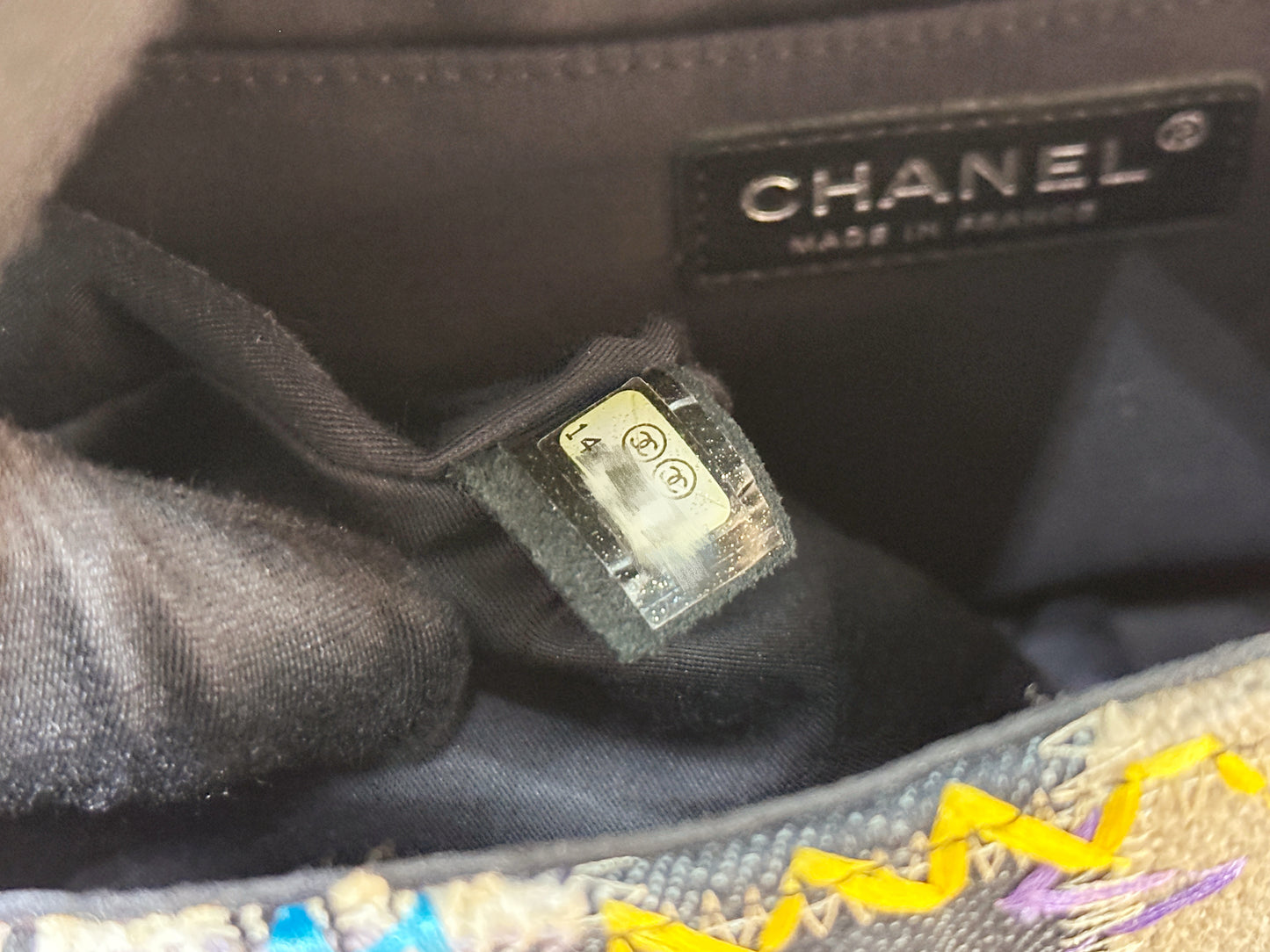 CHANEL TIMELESS PATCHWORK MULTICOLOR JUMBO SINGLE FLAP BAG 1443 holo card