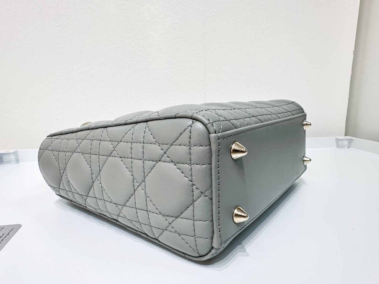 Small Lady Dior My ABCDior Cannage Lambskin Gray