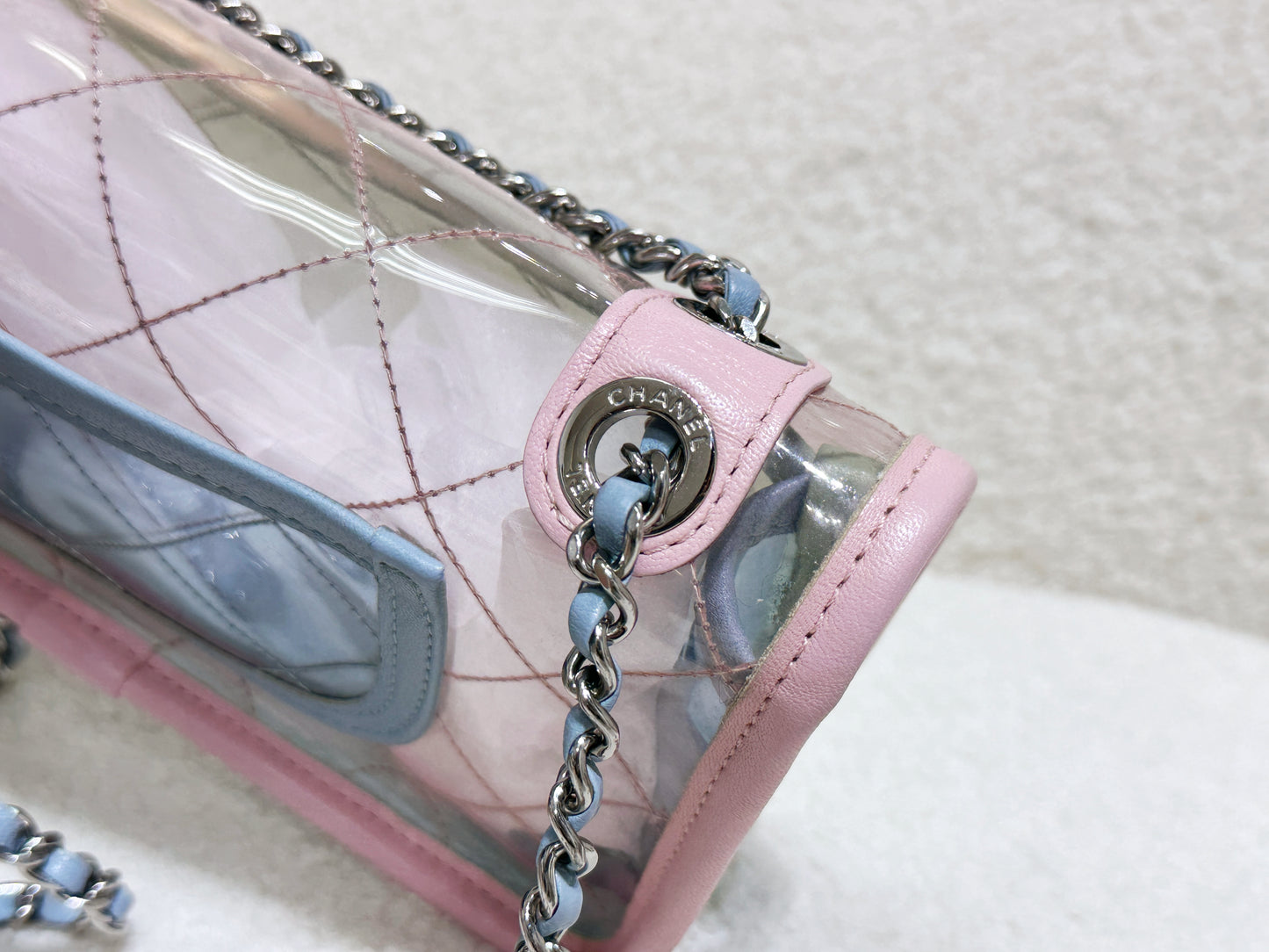 Chanel Coco Splash PVC Mini Flap Bag Pink/Green/Blue 2576 holo card