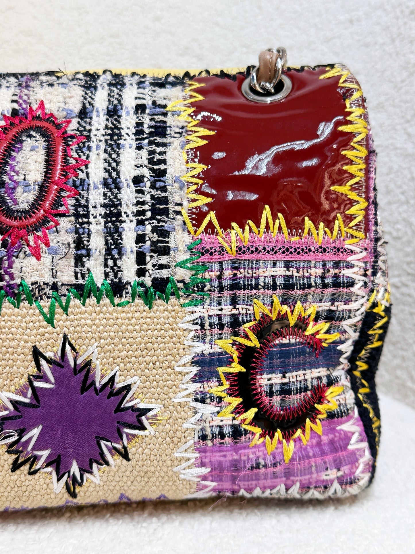 CHANEL TIMELESS PATCHWORK MULTICOLOR JUMBO SINGLE FLAP BAG 1443 holo card