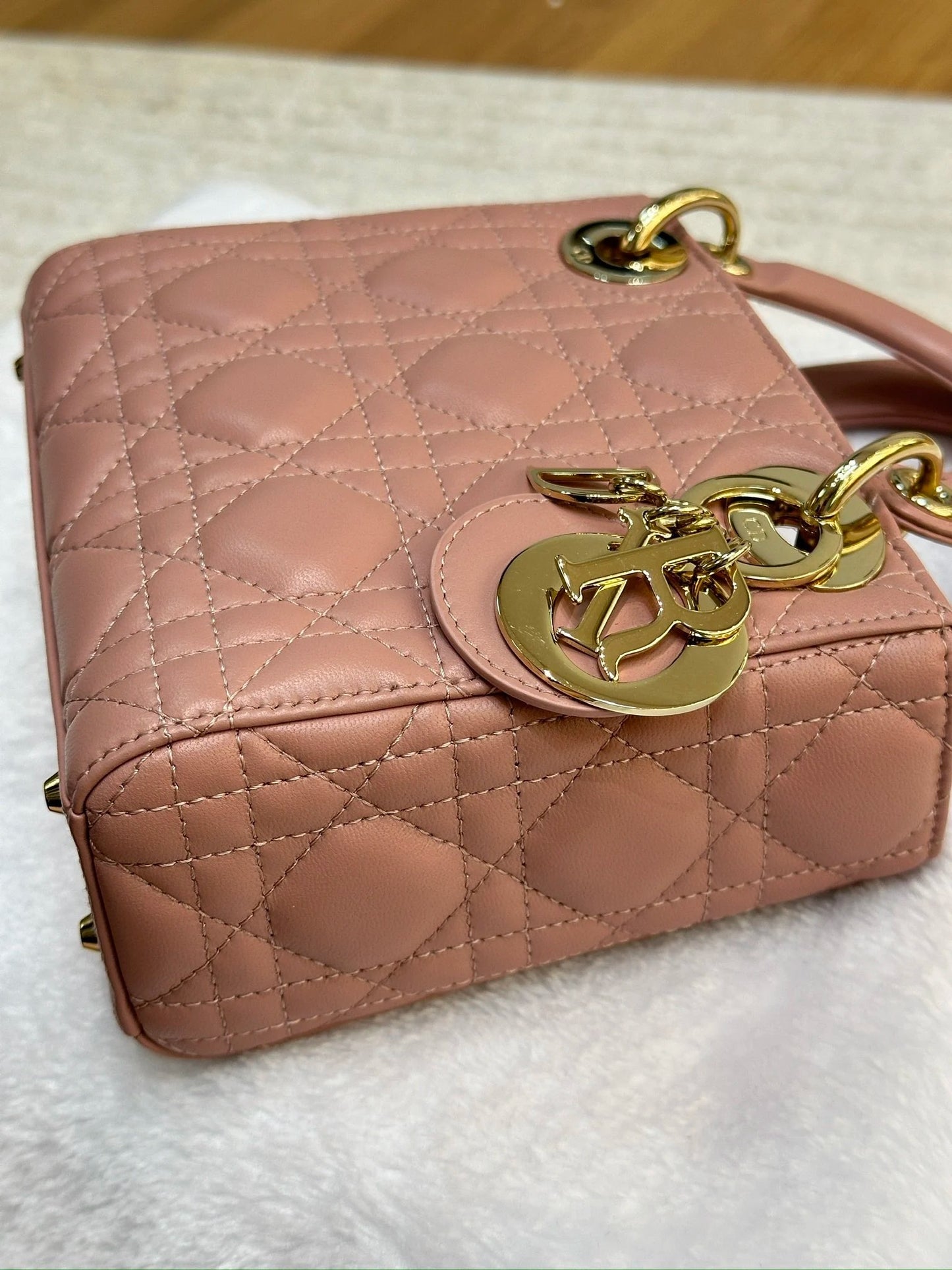 Christian Dior Mini Lambskin Cannage Lady Dior Pink GHW