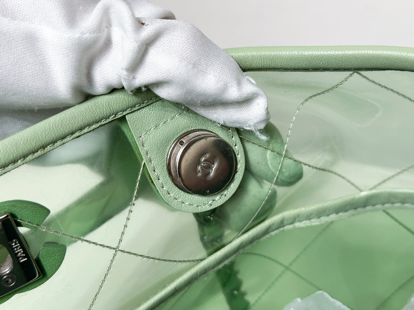 Chanel PVC Green/Pink/Blue Tote bag 2584 holo card