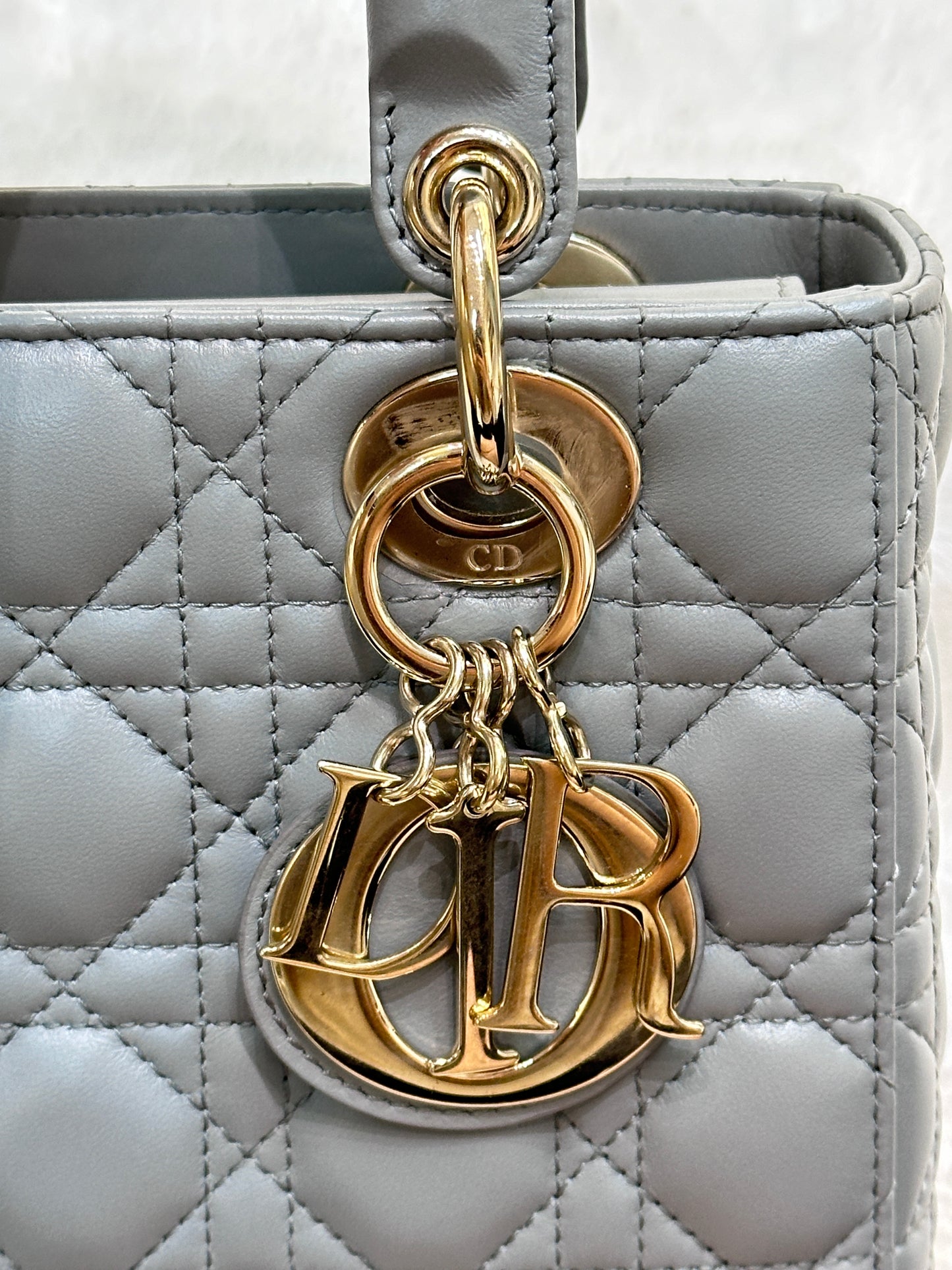 Dior Small Lady Dior My ABCDior Cannage Lambskin Gray