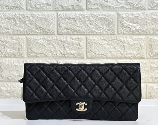 Chanel Caviar Quilted Flap Clutch Black