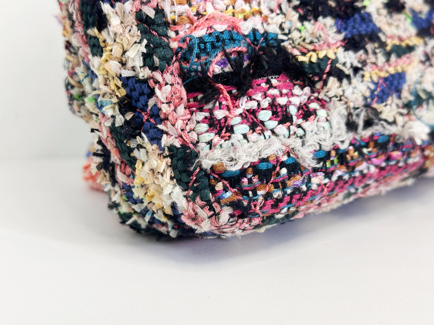 Chanel Pom Pom CC Quilted Tweed Medium Flap Bag