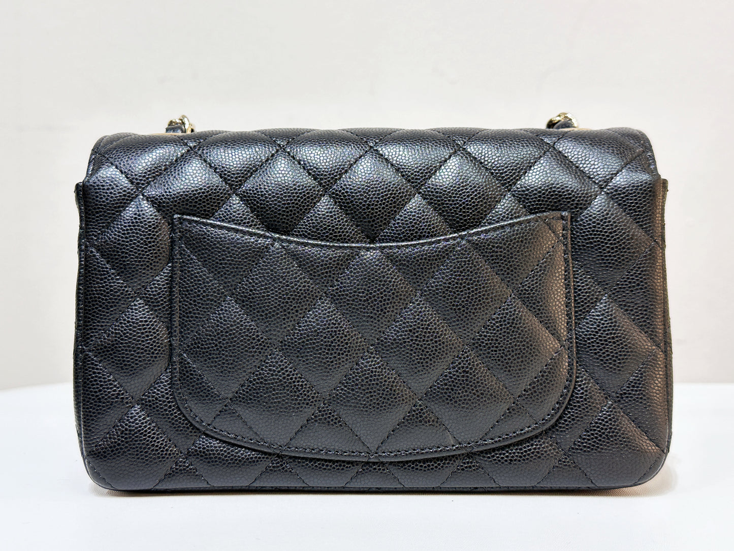 Chanel Caviar Classic Quilted Mini Rectangular Flap black GHW 2353 holo card