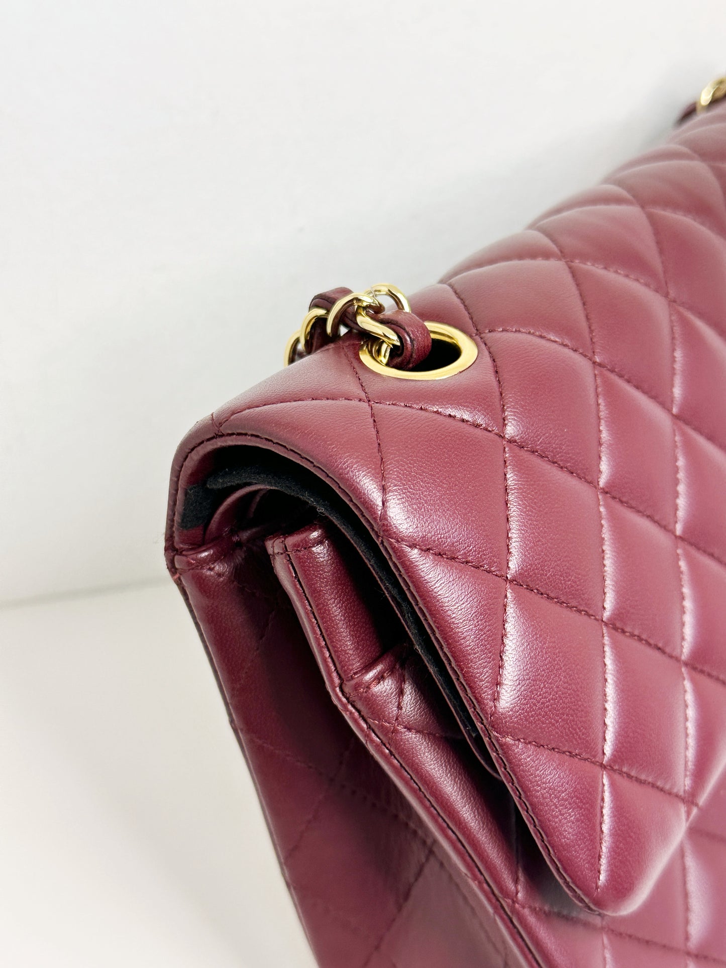 Chanel Classic Quilted Lambskin Medium Double Flap Bag Burgundy 2173 holo